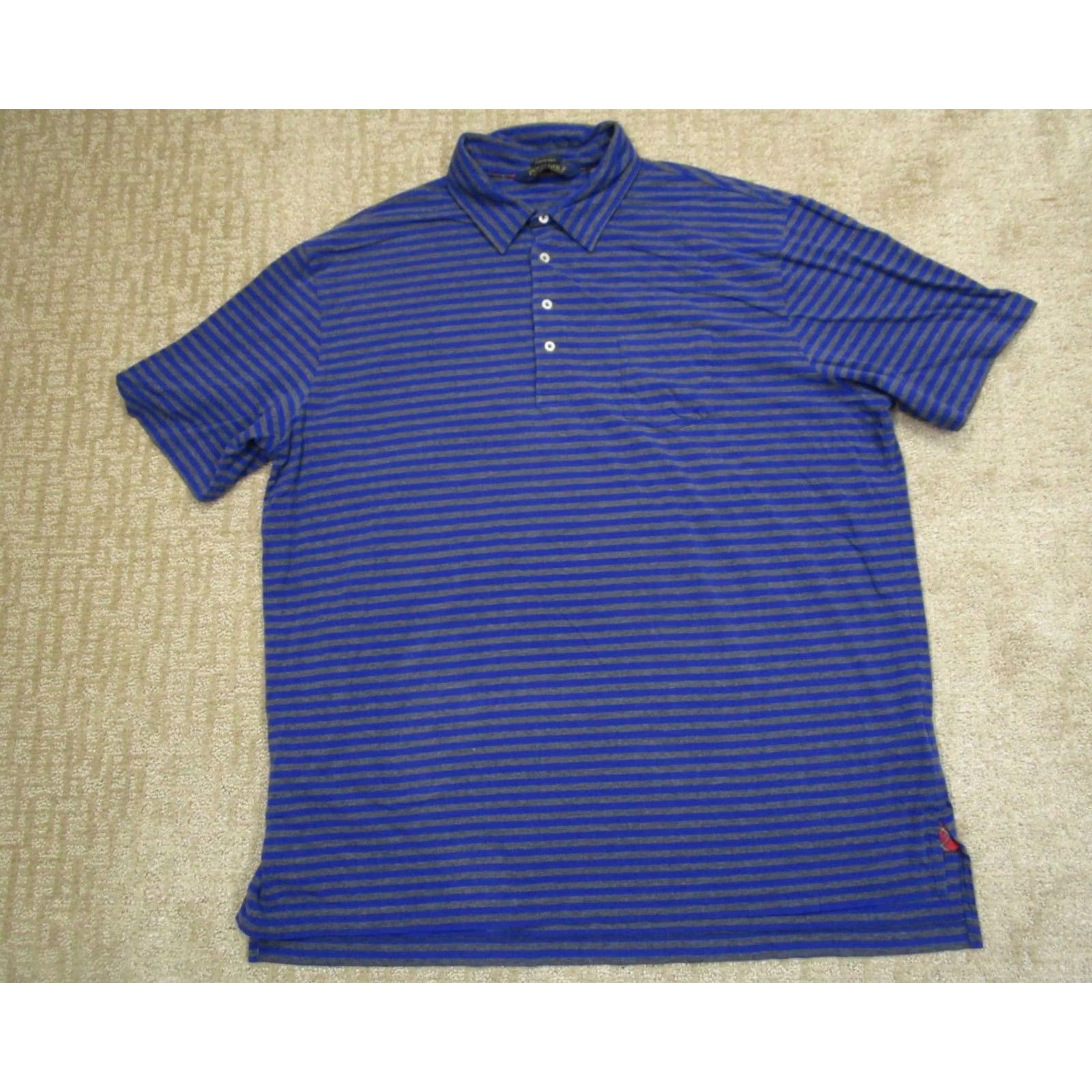 Ralph Lauren Ralph Lauren Polo Golf Shirt Men 2XL Blue Striped Short Sleeve Polo Shirt Golf Lisle Stretch Size US XXL / EU 58 / 5 - 2 Thumbnail