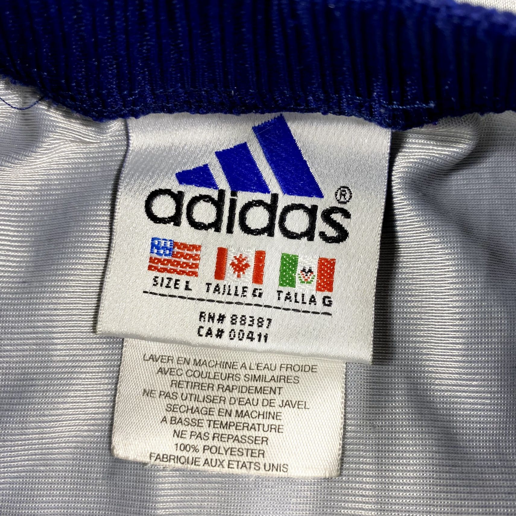 Adidas VINTAGE Adidas Shirt Mens L Blue 90s Jersey Polo Snap Button Collared Short Sleeve Basketball Warm Up Size US L / EU 52-54 / 3 - 7 Thumbnail