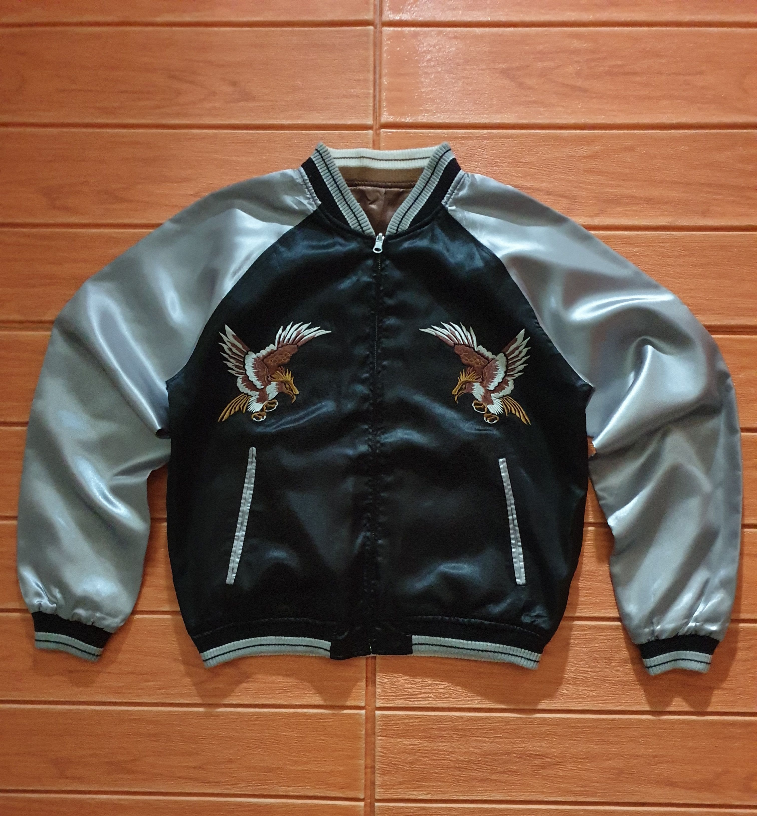 Japanese Brand 💥Skull n bird Embroidery reversible Yakuza Sukajan Jacket Size US M / EU 48-50 / 2 - 4 Thumbnail