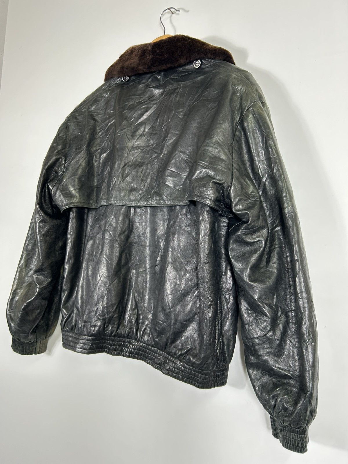 Leather ⚡️Vintage David Goodman Fur Collar Faded Leather Jacket Size US M / EU 48-50 / 2 - 14 Thumbnail