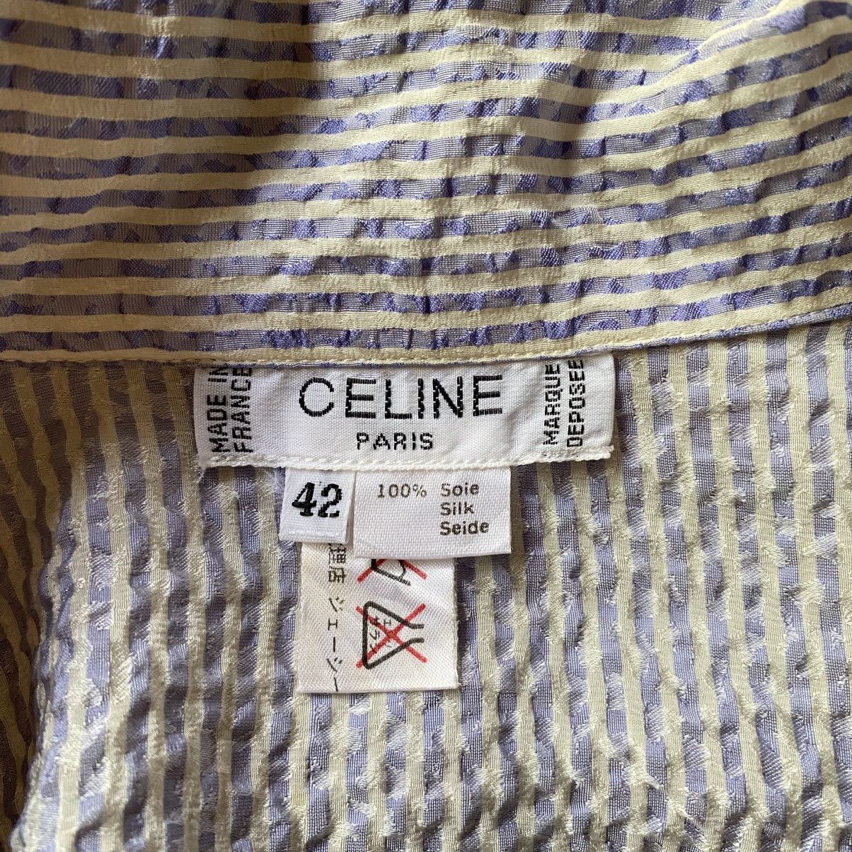 Celine CELINE Blue & White Striped Textured Blazer Shirt Size M / US 6-8 / IT 42-44 - 13 Thumbnail