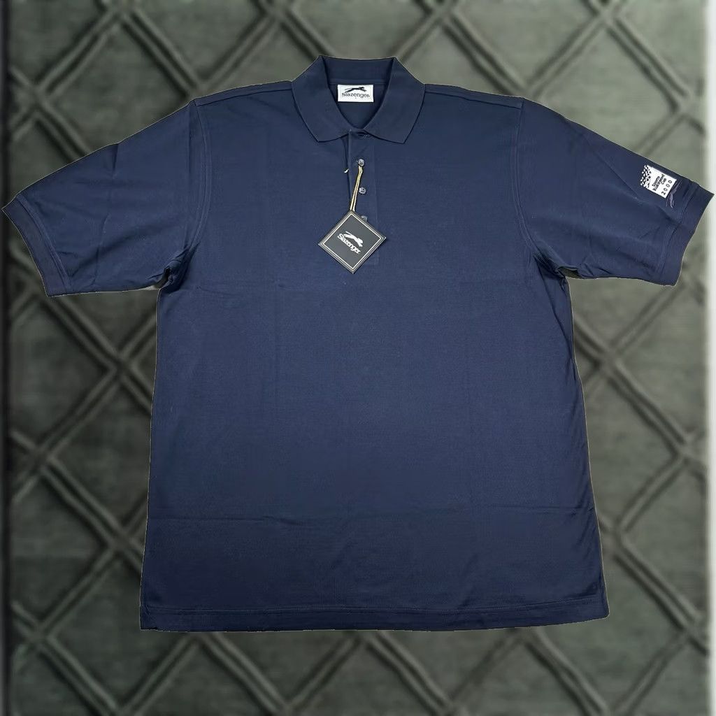 Vintage VINTAGE Slazenger Mens L Golf Polo Shirt Navy Blue 100% Cotton Polo Style Preppy Sports Size US L / EU 52-54 / 3 - 1 Thumbnail