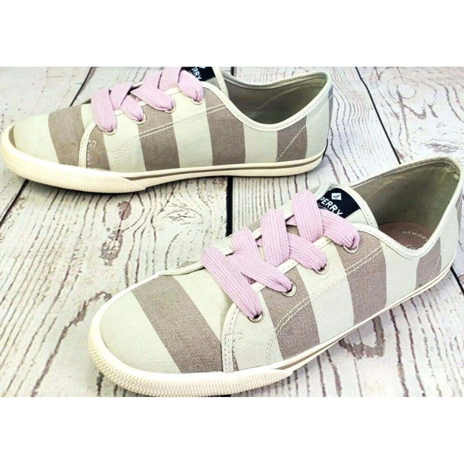 Sperry Sperry Lounge LTT Women’s 6 M Light Blue Gray Striped Canvas Slip-On Sneakers Size US 6 / IT 36 - 5 Thumbnail