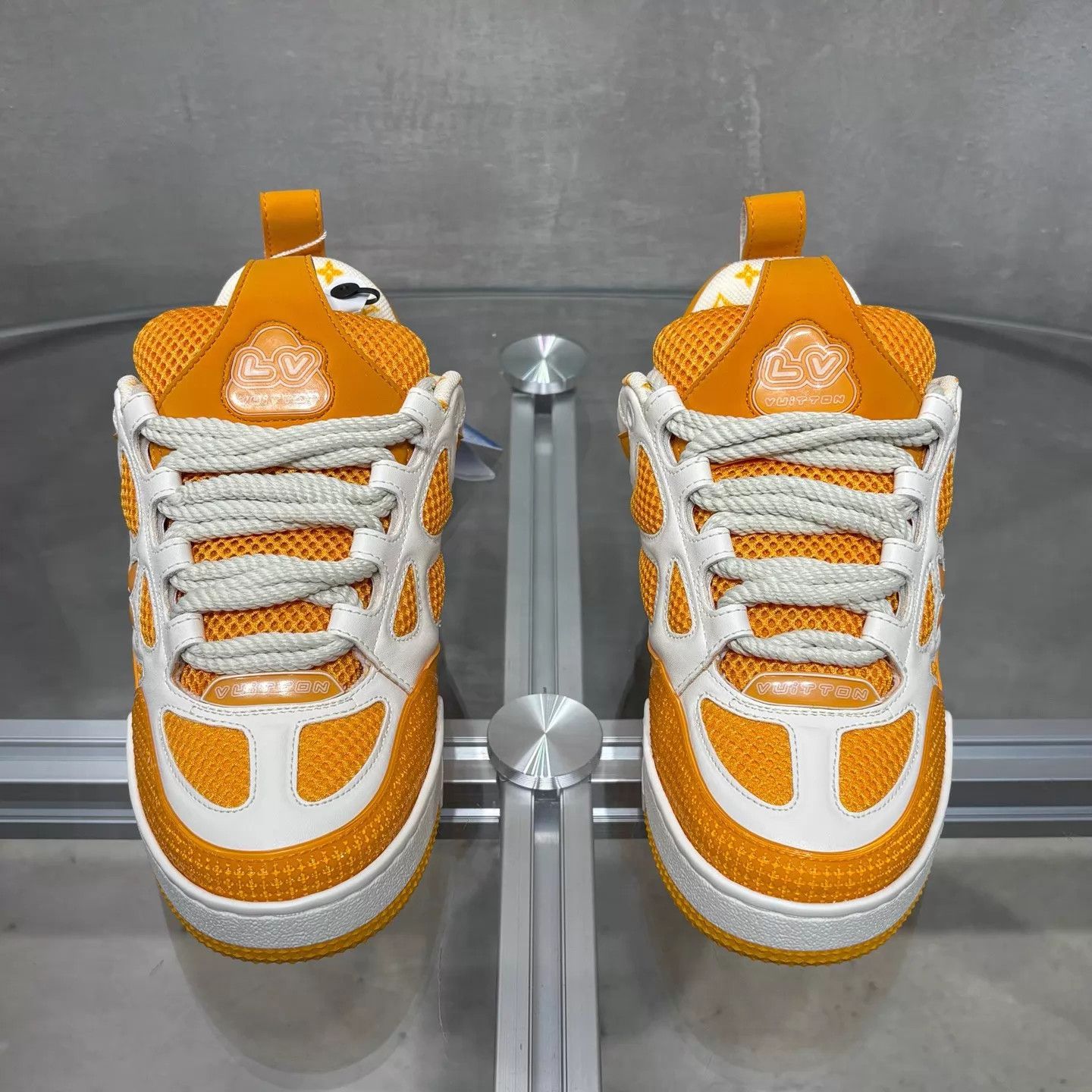 Louis Vuitton LV Skate Shoes White/Yellow All-Over UK1.5/35.5 FC0359 Size US 5 / IT 35 - 1 Thumbnail