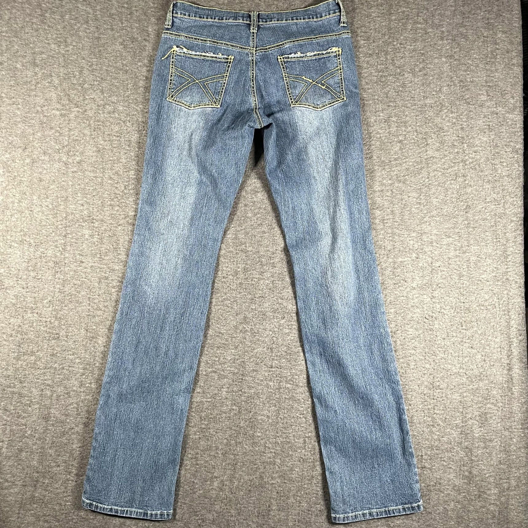 Vintage Lazer Jeans Jeans Womens 9 Blue Straight Low Rise Embroidered Pockets Stretch Size 30" / US 8 / IT 44 - 3 Thumbnail