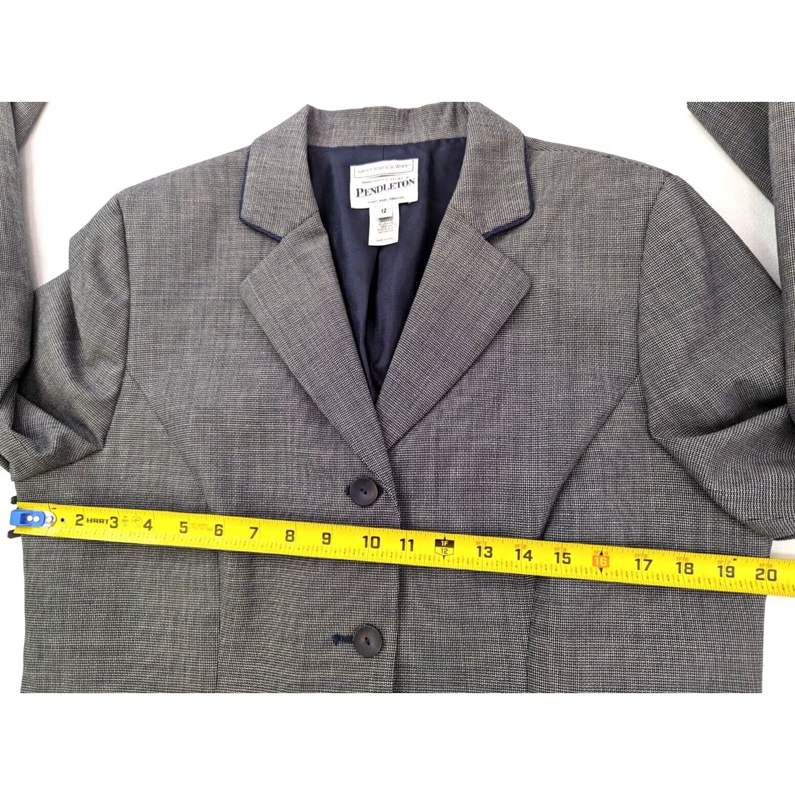 Pendleton VINTAGE Pendleton Savvy Stretch Wool Blazer Jacket Women 12 Check 3 Button Sport Coat Size XL / US 12-14 / IT 48-50 - 7 Thumbnail
