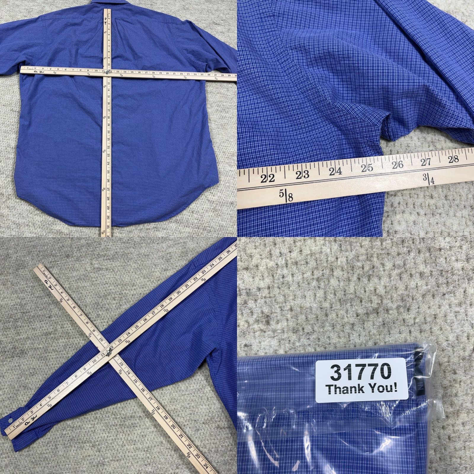 Ralph Lauren Ralph Lauren Shirt Men Large Blue Plaid Button Up Blake Dress Pocket Faded Worn* Size 42R - 8 Thumbnail