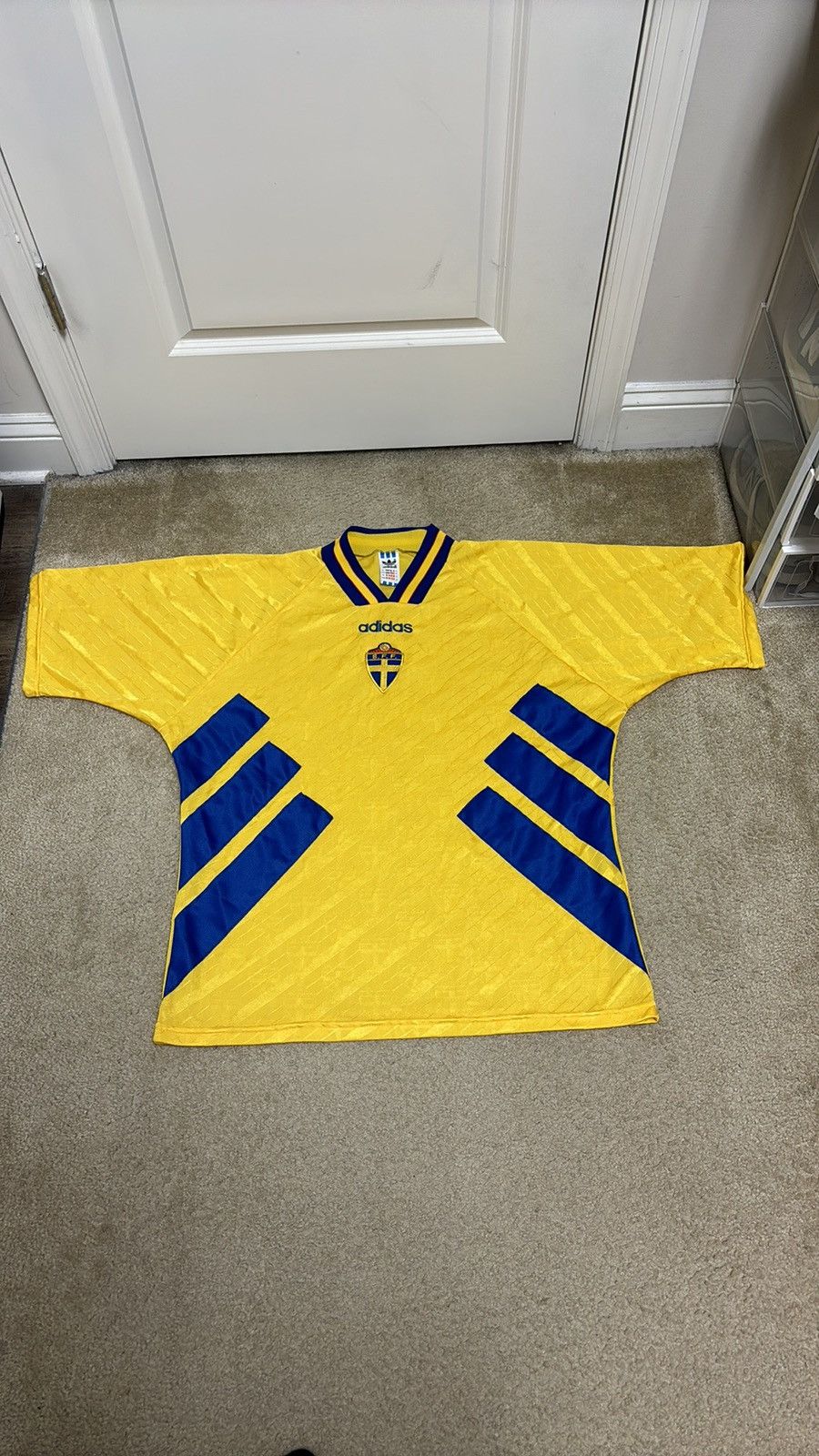 Image of Adidas x Vintage Sweden Soccer Jersey in Yellow, Men's (Size XL)