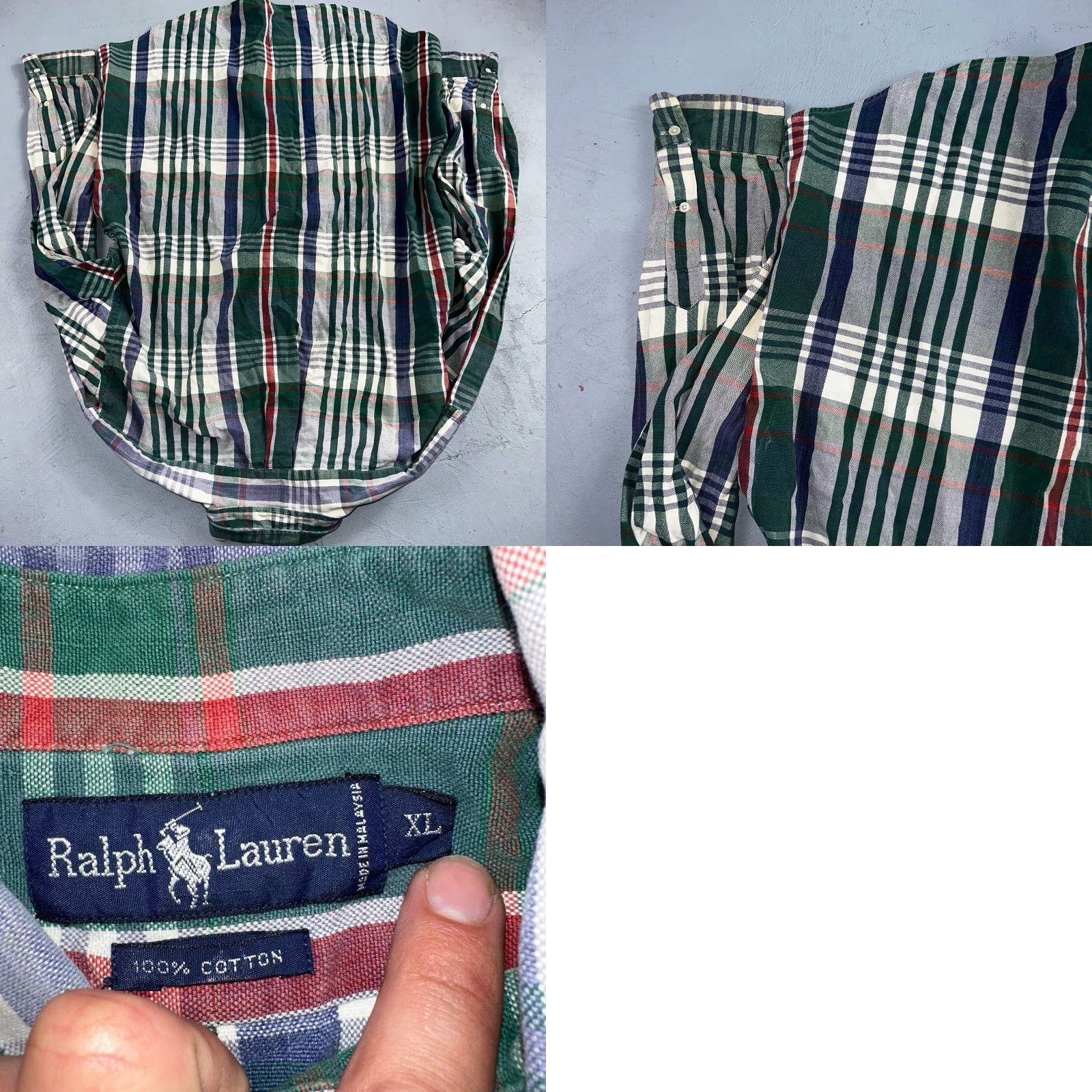 Ralph Lauren VINTAGE Ralph Lauren Button-Down Shirt Men XL Green Plaid Cotton Heavy Cotton Casual Shirt Size US XL / EU 56 / 4 - 8 Thumbnail