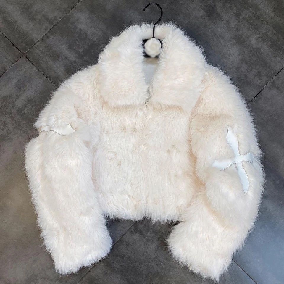 Other Fluffy Winter Faux Fur Coat Jacket Gothic style with cross Size ONE SIZE - 1 Thumbnail