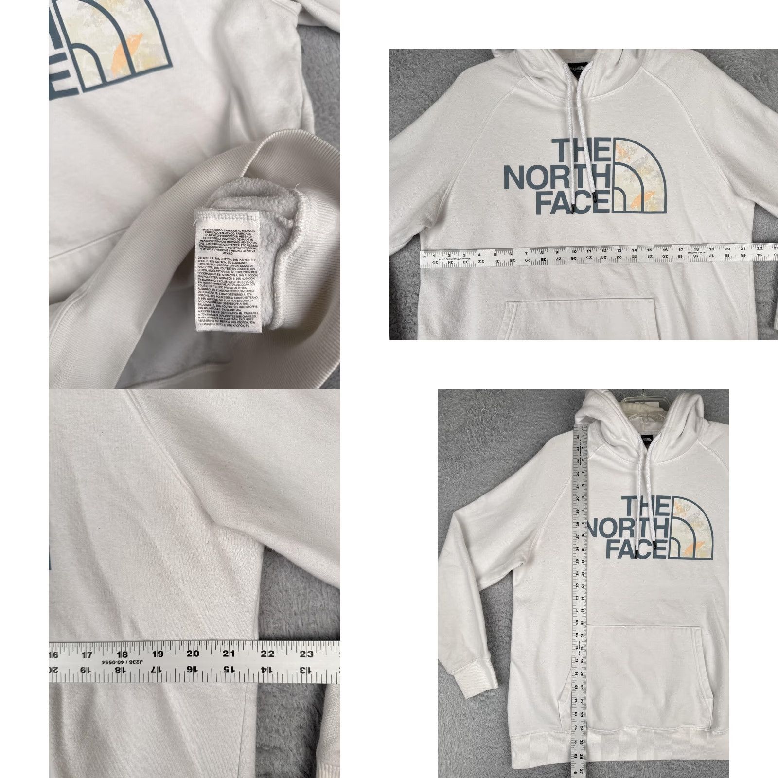 The North Face The North Face Hoodie Womens L White Floral Logo Pullover Sweatshirt Size L / US 10 / IT 46 - 8 Thumbnail