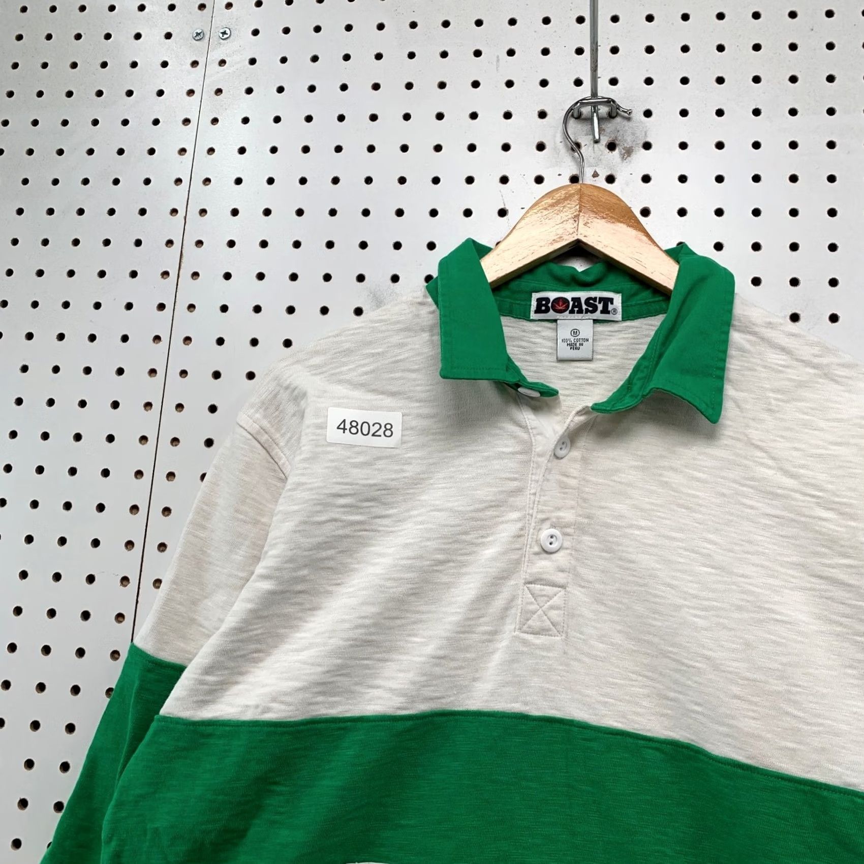 Vintage Boast Rugby Polo Shirt Mens M Green White Striped Collared Long Sleeve Polo Size US M / EU 48-50 / 2 - 6 Thumbnail