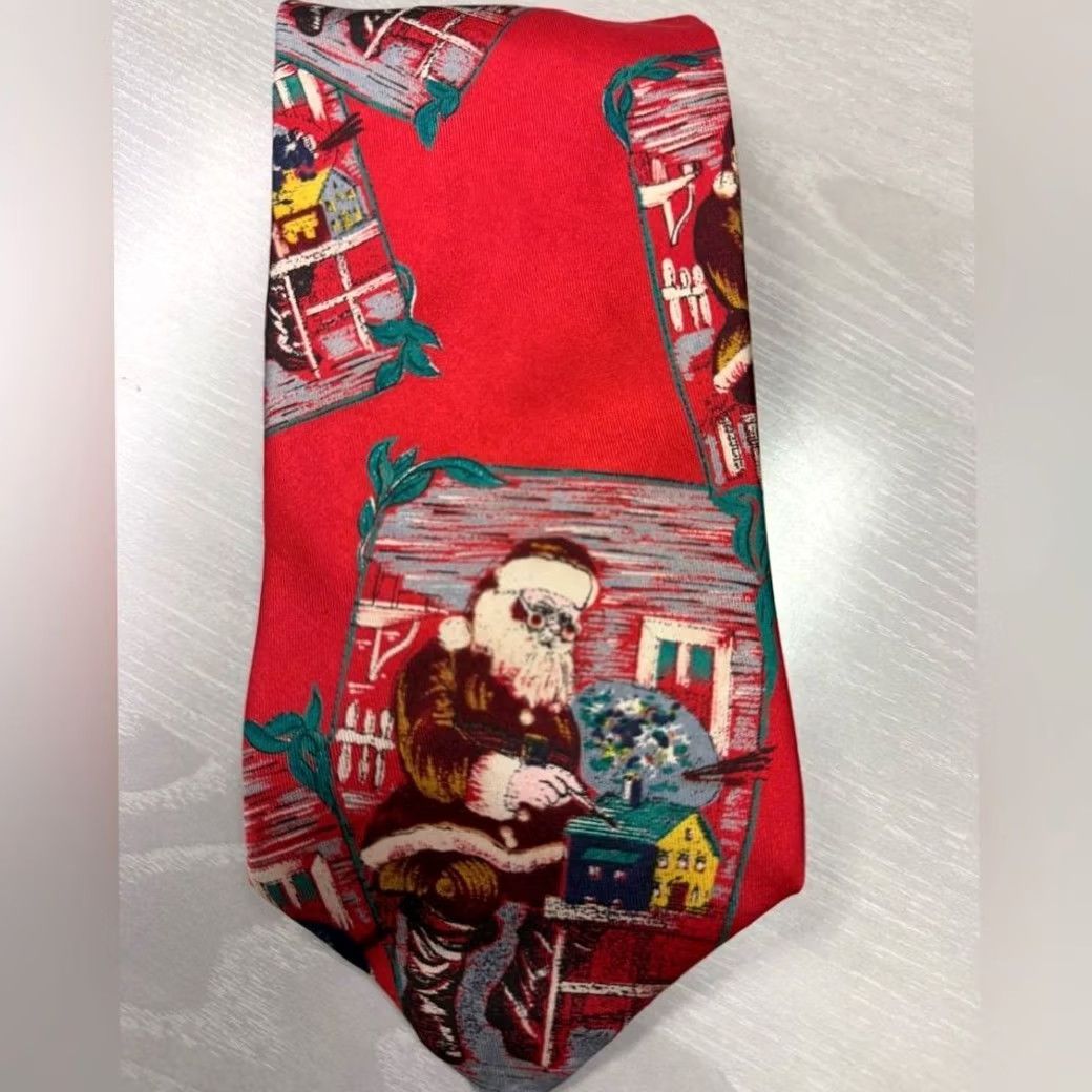 Vintage VINTAGE Gentry New Orleans Red silk Tie Christmas Santa Size ONE SIZE - 3 Thumbnail