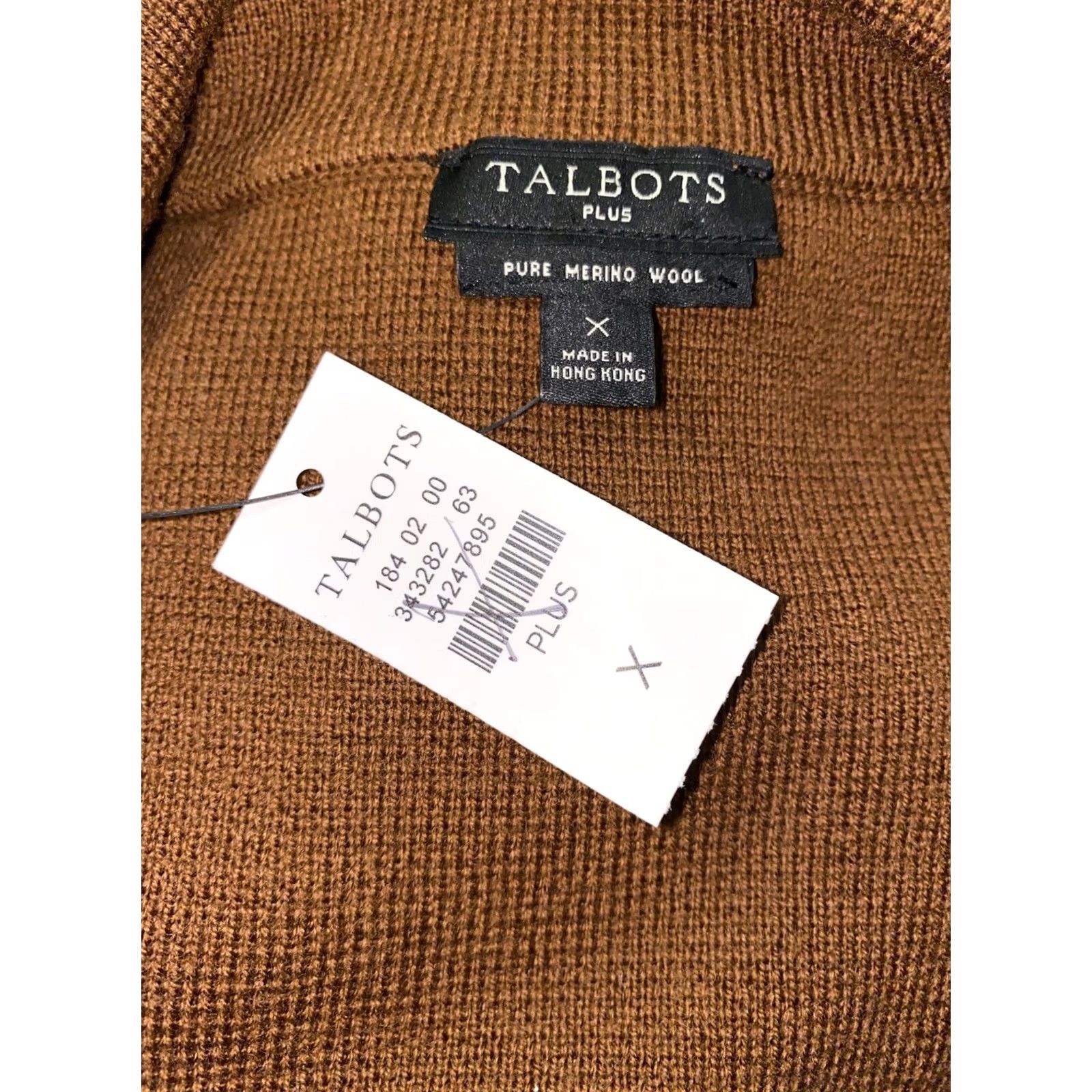 Talbots Talbots Plus Womens Sweater Size X Brown Merino Wool 2 Button NWT Size XL / US 12-14 / IT 48-50 - 5 Thumbnail
