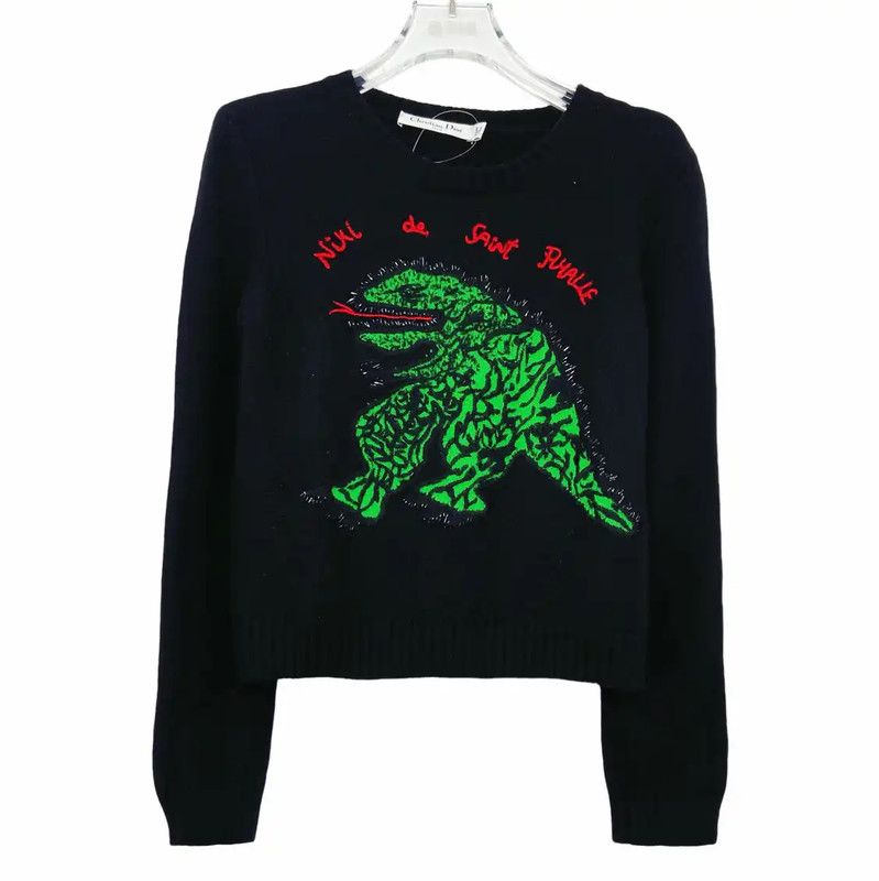 Dior Dior Black Wool Long Sleeve Sweater 0089 Size S / US 4 / IT 40 - 1 Thumbnail