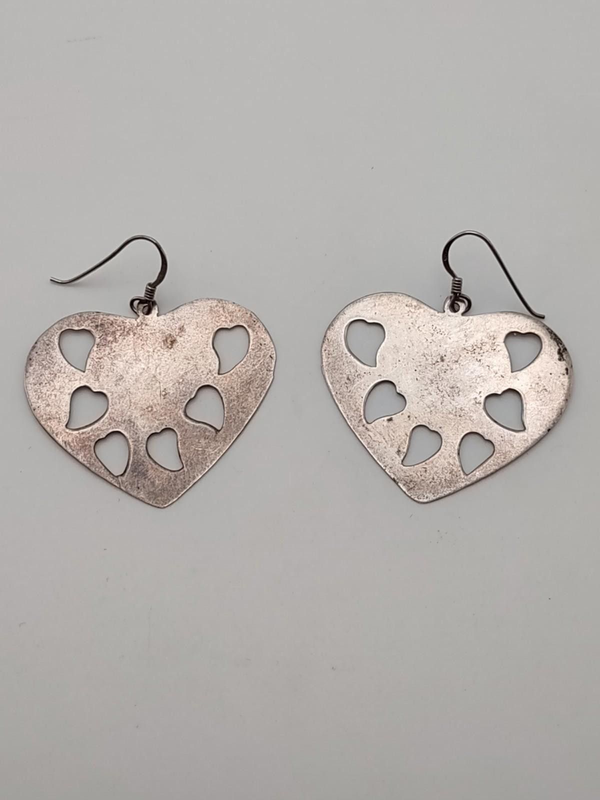 The Unbranded Brand Sterling Silver Heart Cutout Dangle Earrings 925 7.37g Size ONE SIZE - 1 Thumbnail