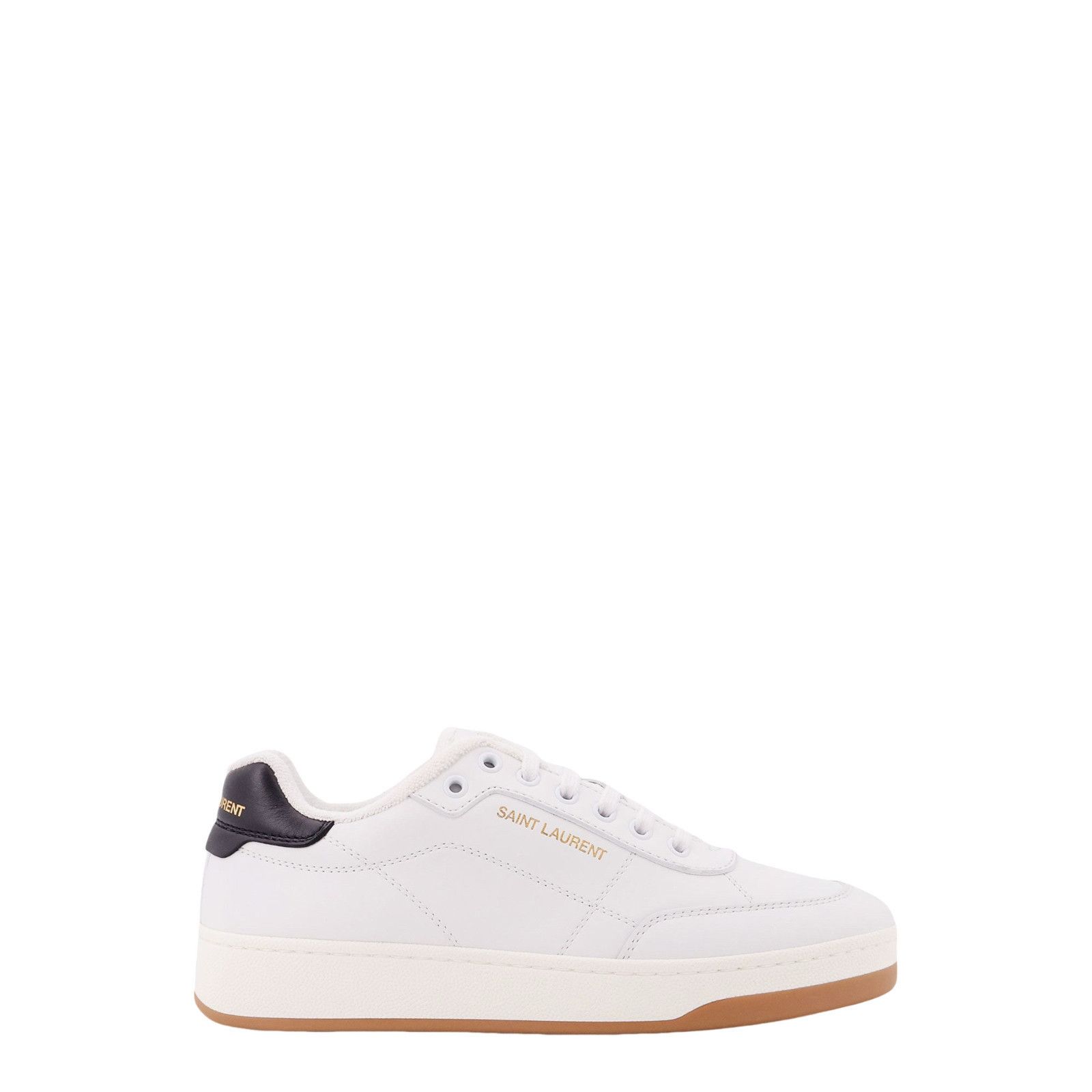 SAINT LAURENT SL/61 $880 Blanc Optique/Black Leather Sneaker