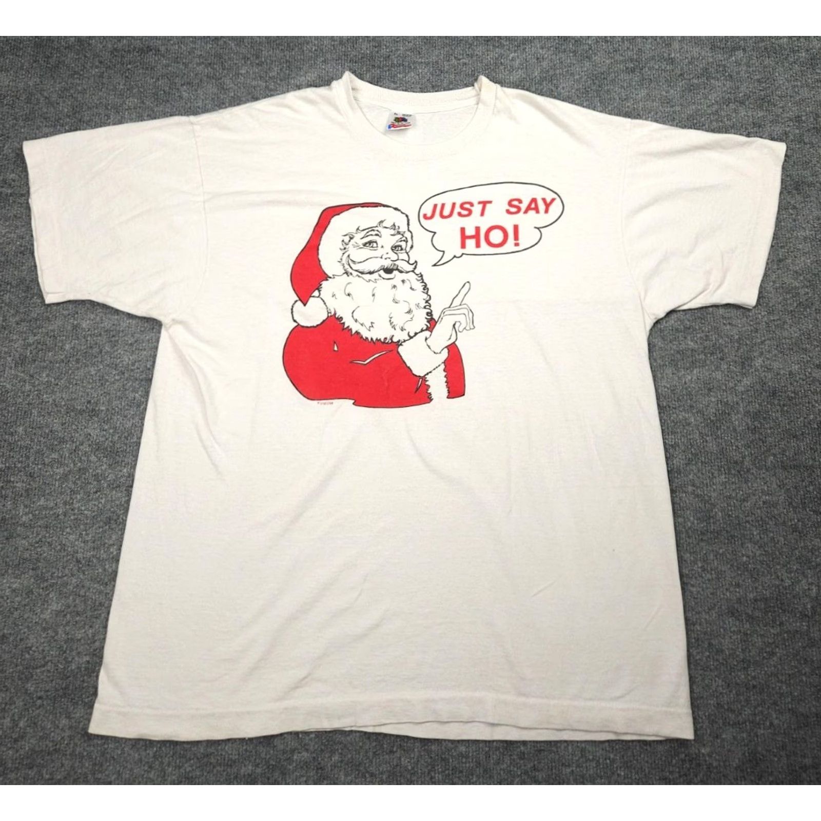 Fruit Of The Loom VINTAGE Fruit of the Loom Santa T Shirt Men's XL White Christmas Graphic Just Say Ho Stains Made USA Size US XL / EU 56 / 4 - 2 Thumbnail