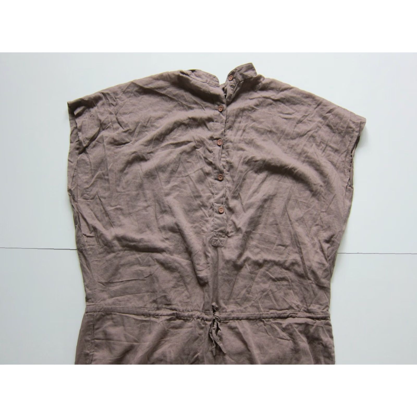 DKNY DKNY 100% Cotton Brown Lightweight Oversized Jumper Romper W/Pockets Women S Shirt Size S / US 4 / IT 40 - 5 Thumbnail
