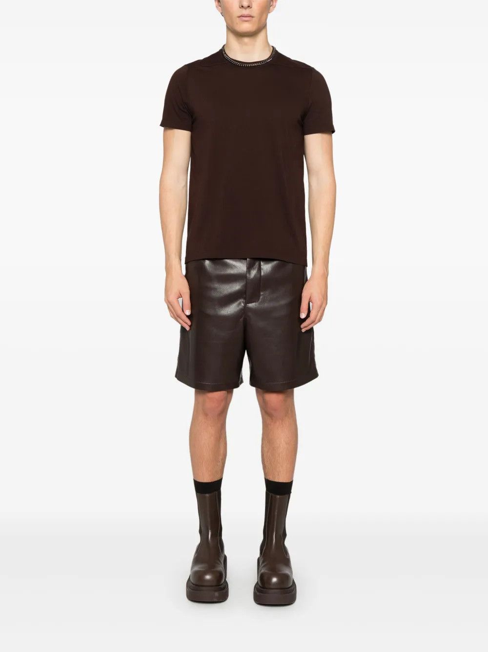 Rick Owens o1y0325 Crewneck T-Shirt in Dark Brown Size US S / EU 44-46 / 1 - 4 Thumbnail