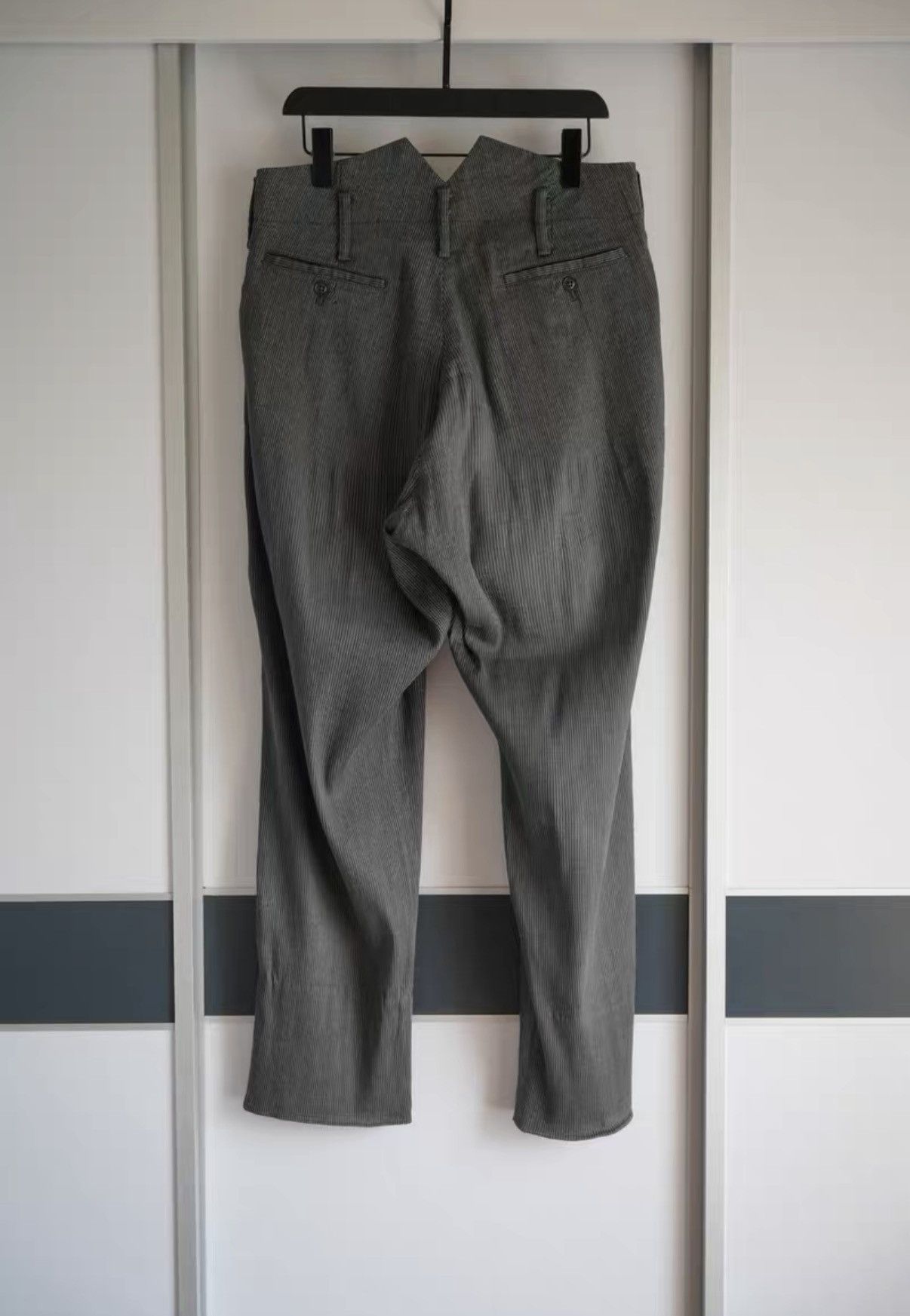 Yohji Yamamoto Yohji Yamamoto 11ss Grey Stripe Fishtail Trousers K4 Size US 32 / EU 48 - 2 Thumbnail