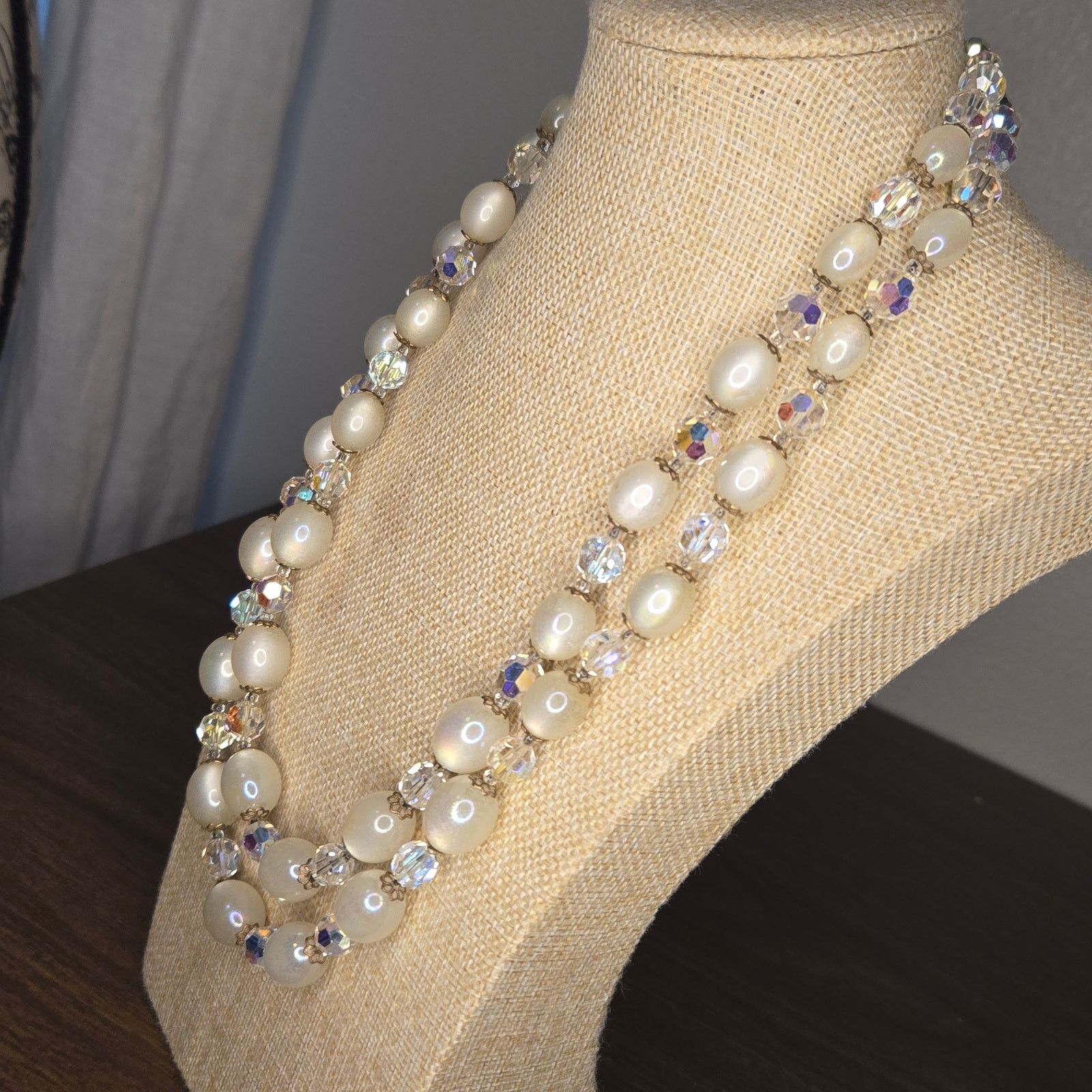 Marella Vintage Marvella Moonglow & Crystal Double Strand Necklace Size ONE SIZE - 13 Thumbnail