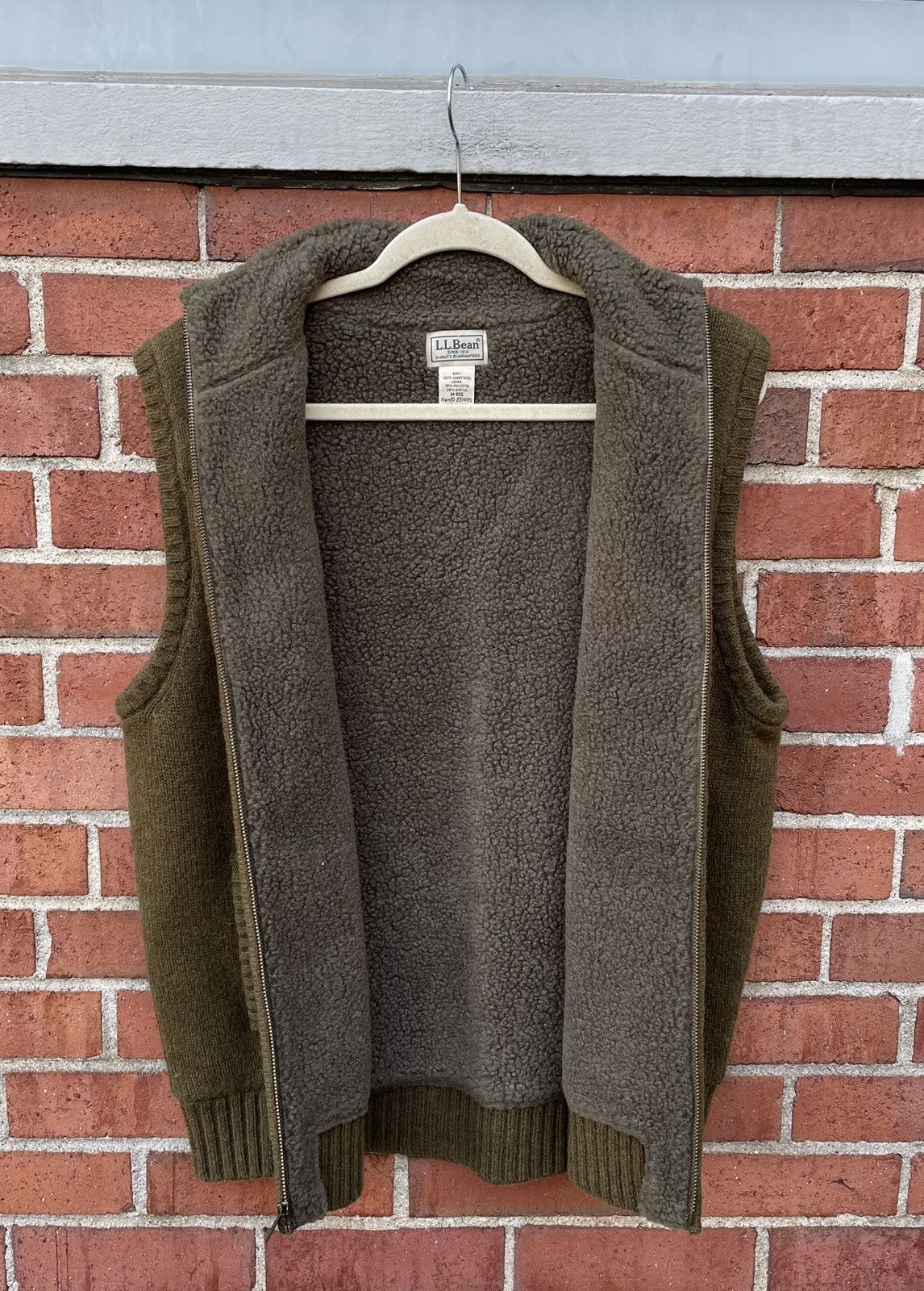 L.L. Bean Bean Mens M Brown Lambswool Knit Fleece Lined Full Zip Size US M / EU 48-50 / 2 - 4 Thumbnail
