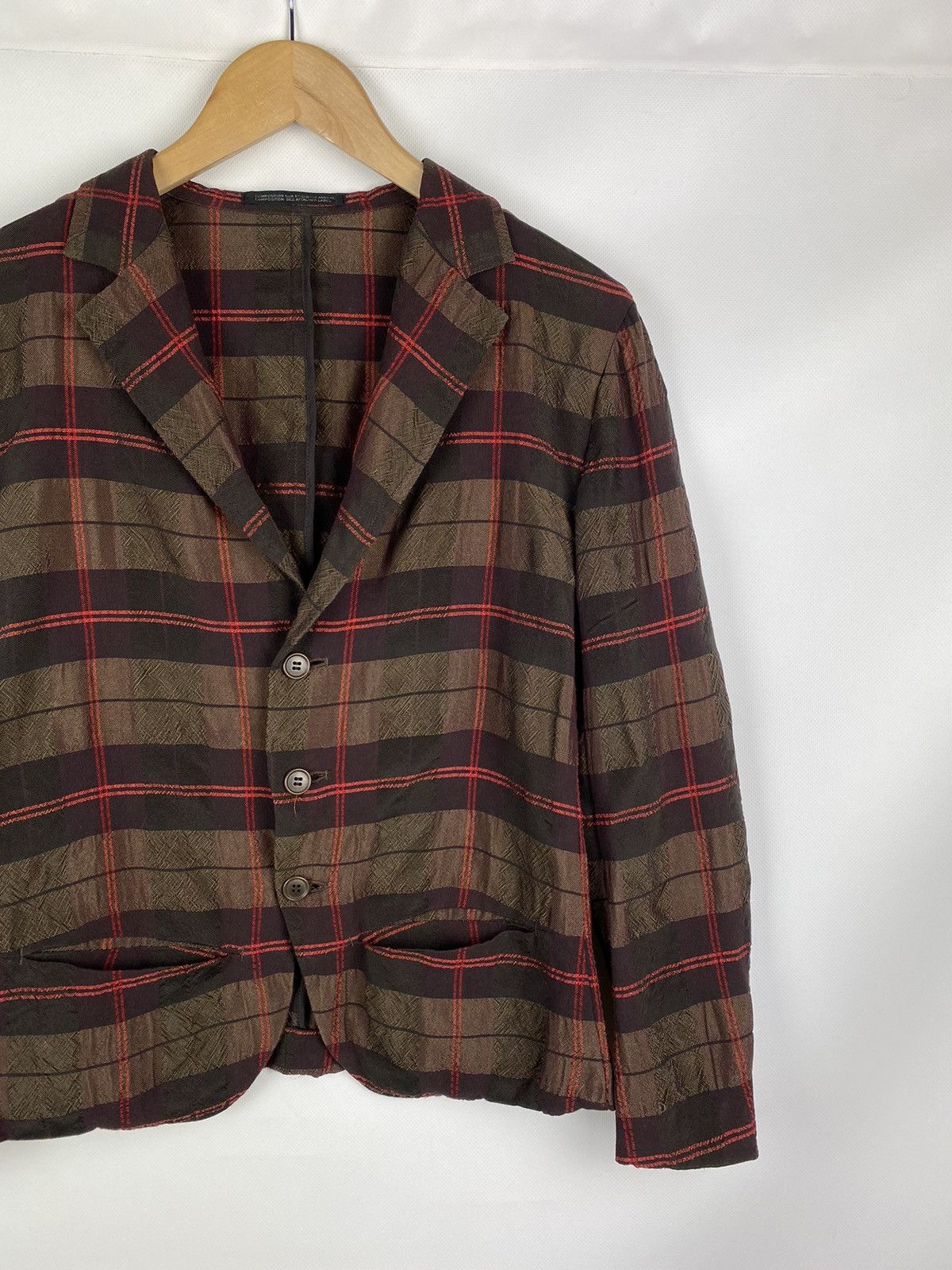 Yohji Yamamoto Rare Y’s Yohji Yamamoto checked Japanese blazer jacket Size L / US 10 / IT 46 - 3 Thumbnail