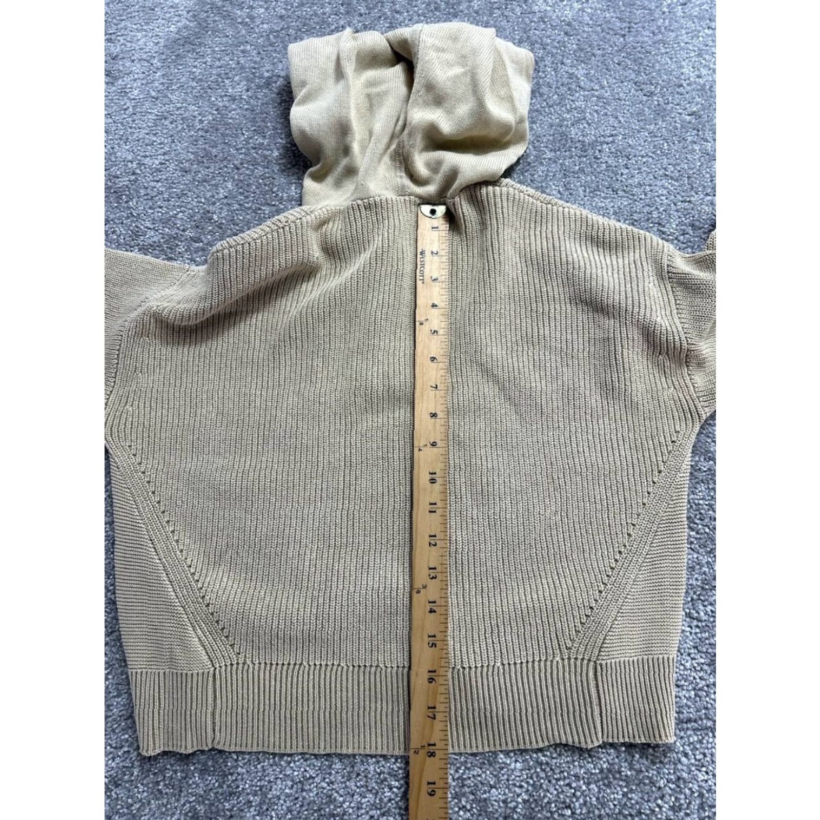 Veronica Beard VERONICA BEARD Ursina Knit Hoodie Womens XS Beige Cotton Cropped Fit Oversized Size XS / US 0-2 / IT 36-38 - 5 Thumbnail