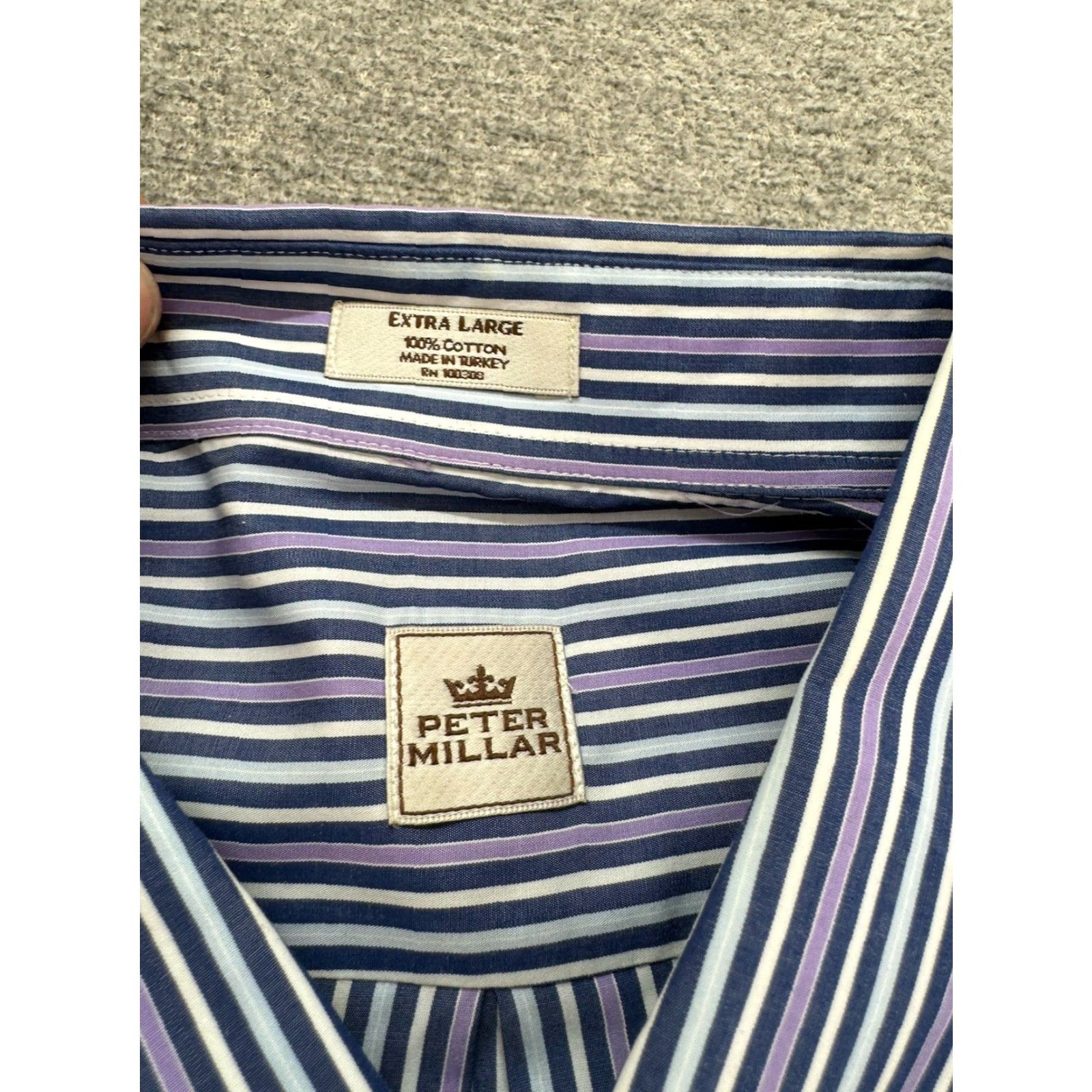 Peter Millar Peter Millar Button Down Shirt Mens XL Striped Blue Long Sleeve Size US XL / EU 56 / 4 - 7 Thumbnail