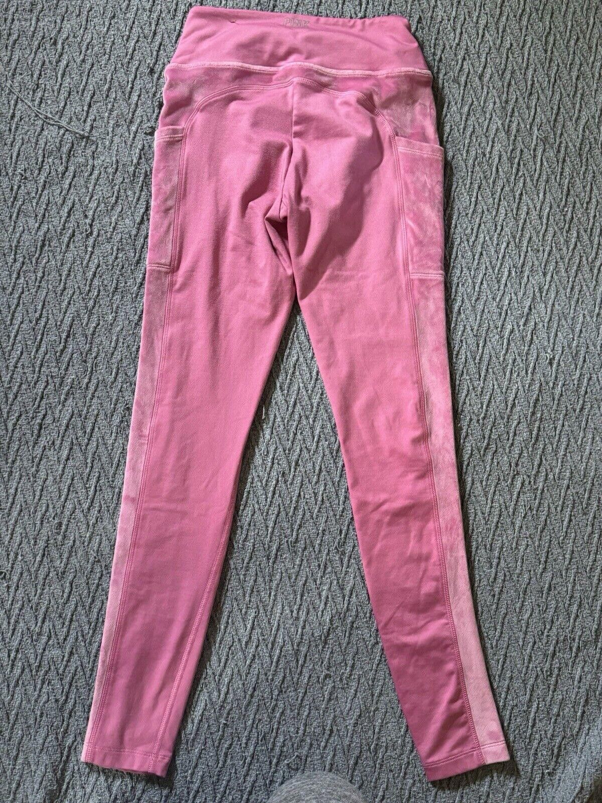Designer Victoria’s Secret PINK XS Pink Leggings Velvet Stripe Size 26" / US 2 / IT 38 - 2 Thumbnail
