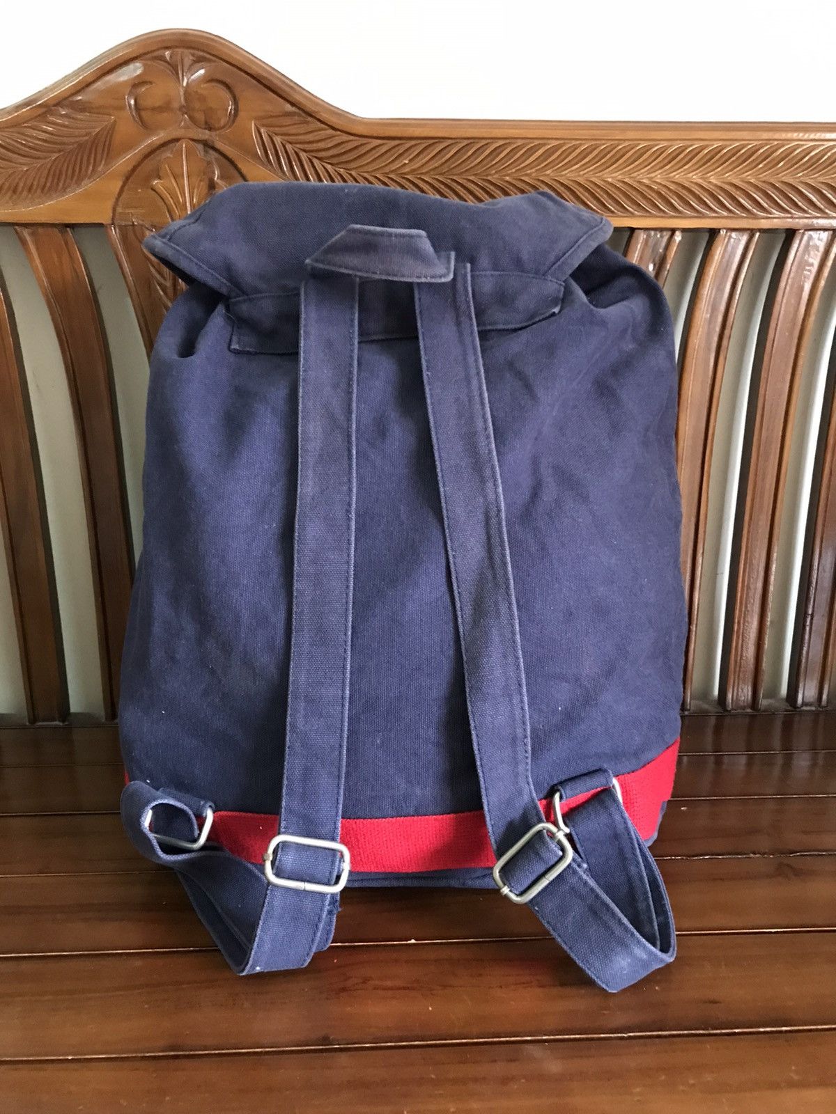 Tommy Hilfiger × Vintage Vintage Tommy Hilfiger Big Flag Logo Canvas Backpack Bag Size ONE SIZE - 5 Thumbnail
