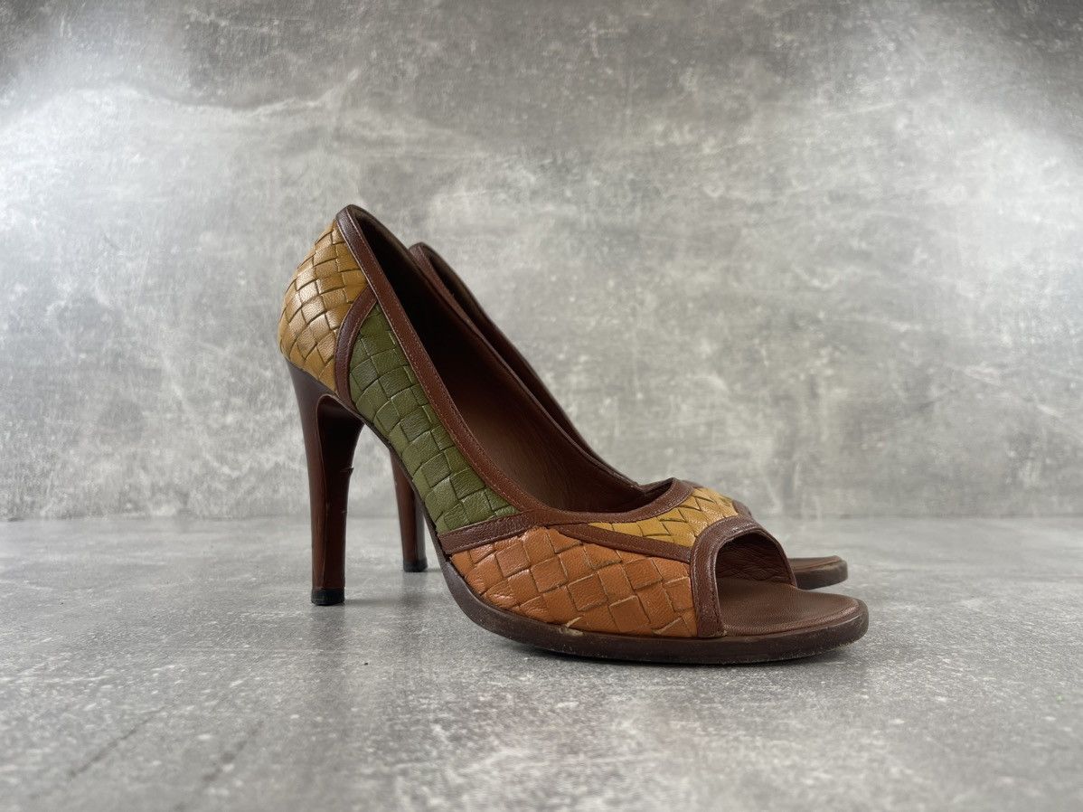 Bottega Veneta Bottega Veneta Woven Leather Peep Toe Multicolor Heels Shoes Size US 9 / IT 39 - 2 Thumbnail