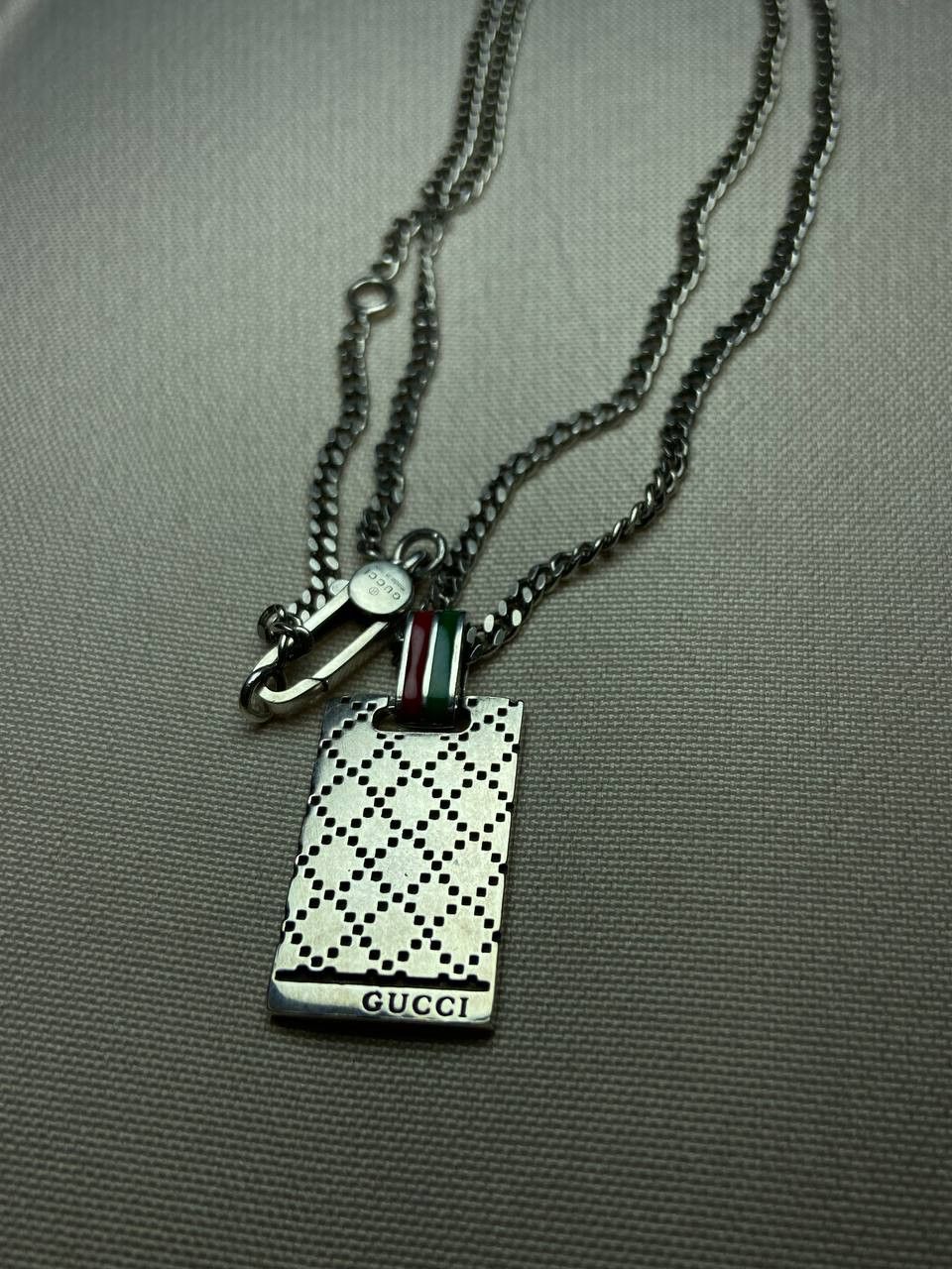 Gucci Gucci Silver Ghost Tag Pendant Necklace Silver Size ONE SIZE - 1 Thumbnail