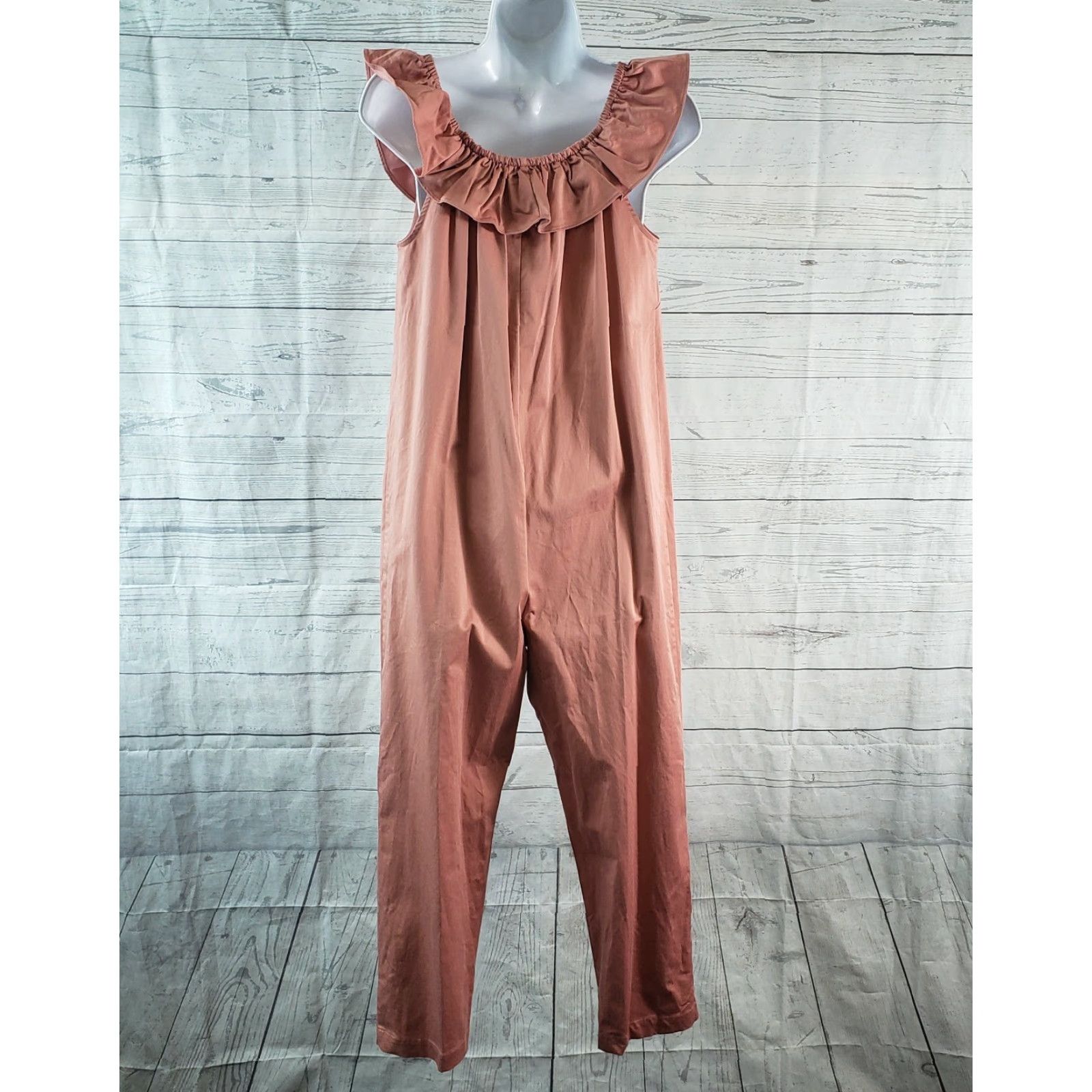 Vintage The Nines by Hatch Jumpsuit Womens XS Pink Sleeveless Ruffle Button Front Cotton Blend One-Piece Maternity Size 26" / US 2 / IT 38 - 3 Thumbnail