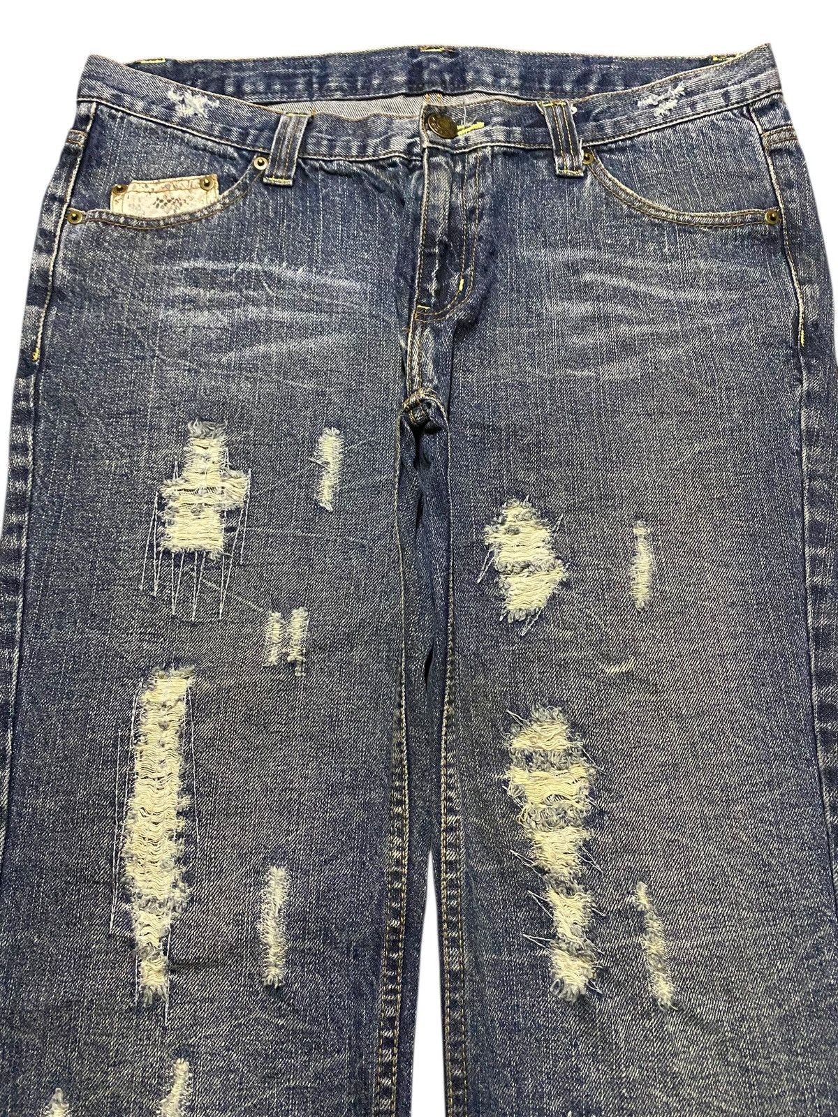 Le Grande Bleu (L.G.B.) Vintage Japanese Brand Thunder Distressed Little Bootcut Size US 35 - 3 Thumbnail
