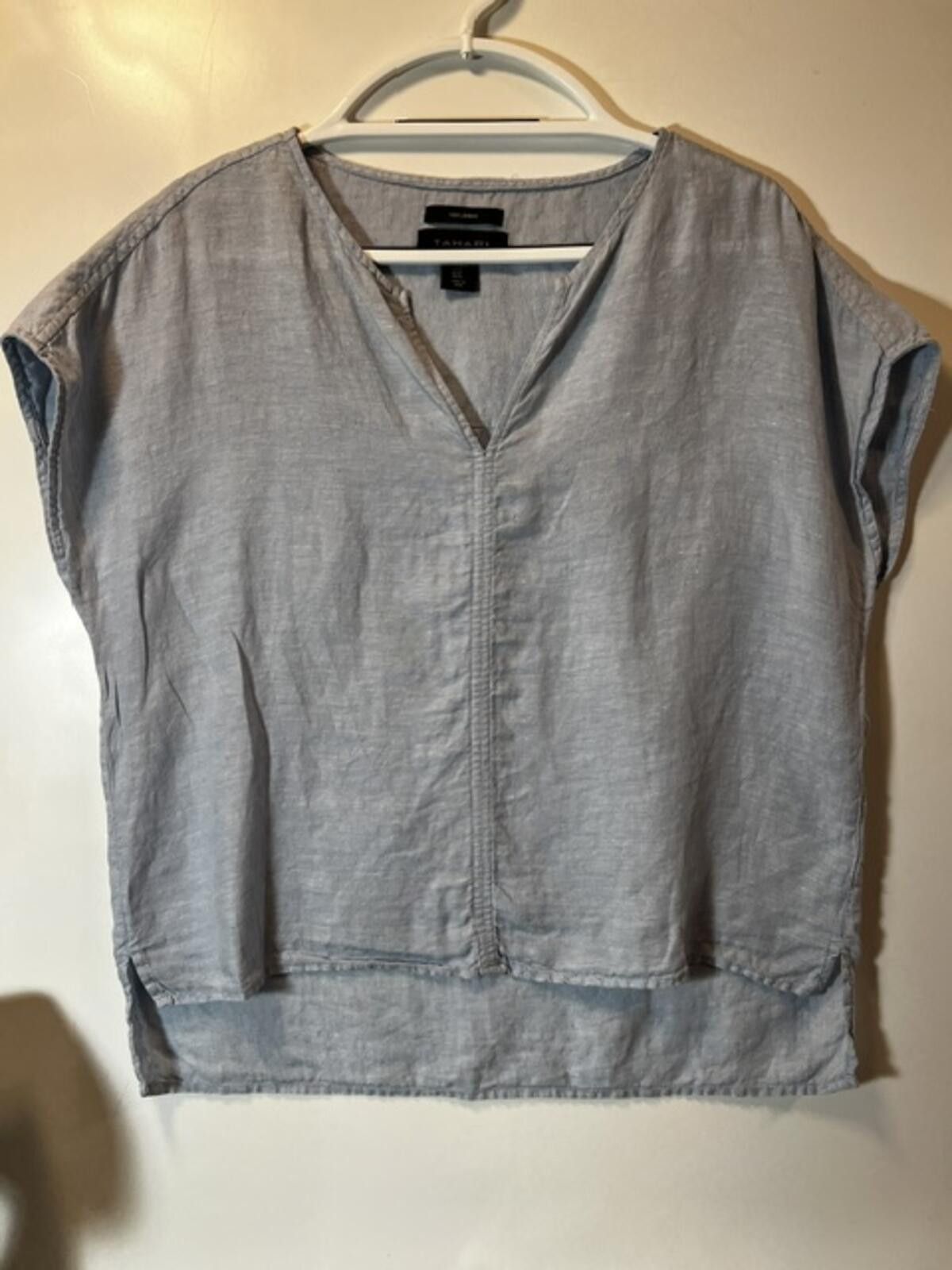 Elie Tahari TAHARI Blue 100% Linen Shirt Size M / US 6-8 / IT 42-44 - 3 Thumbnail
