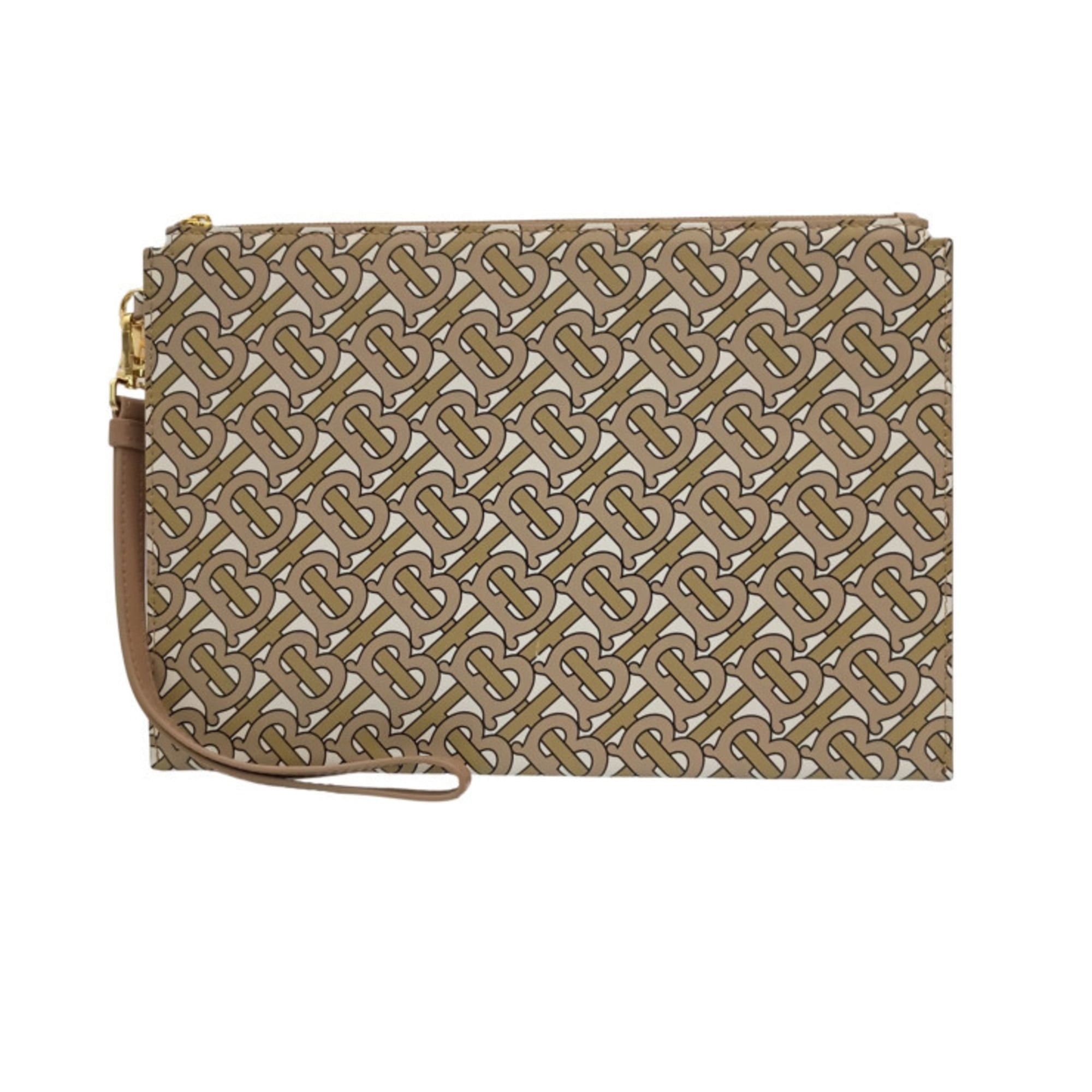 Burberry BURBERRY TB Monogram E Canvas Strap Clutch Bag 8014975 Beige Men's Women's Wristlet Size ONE SIZE - 1 Thumbnail