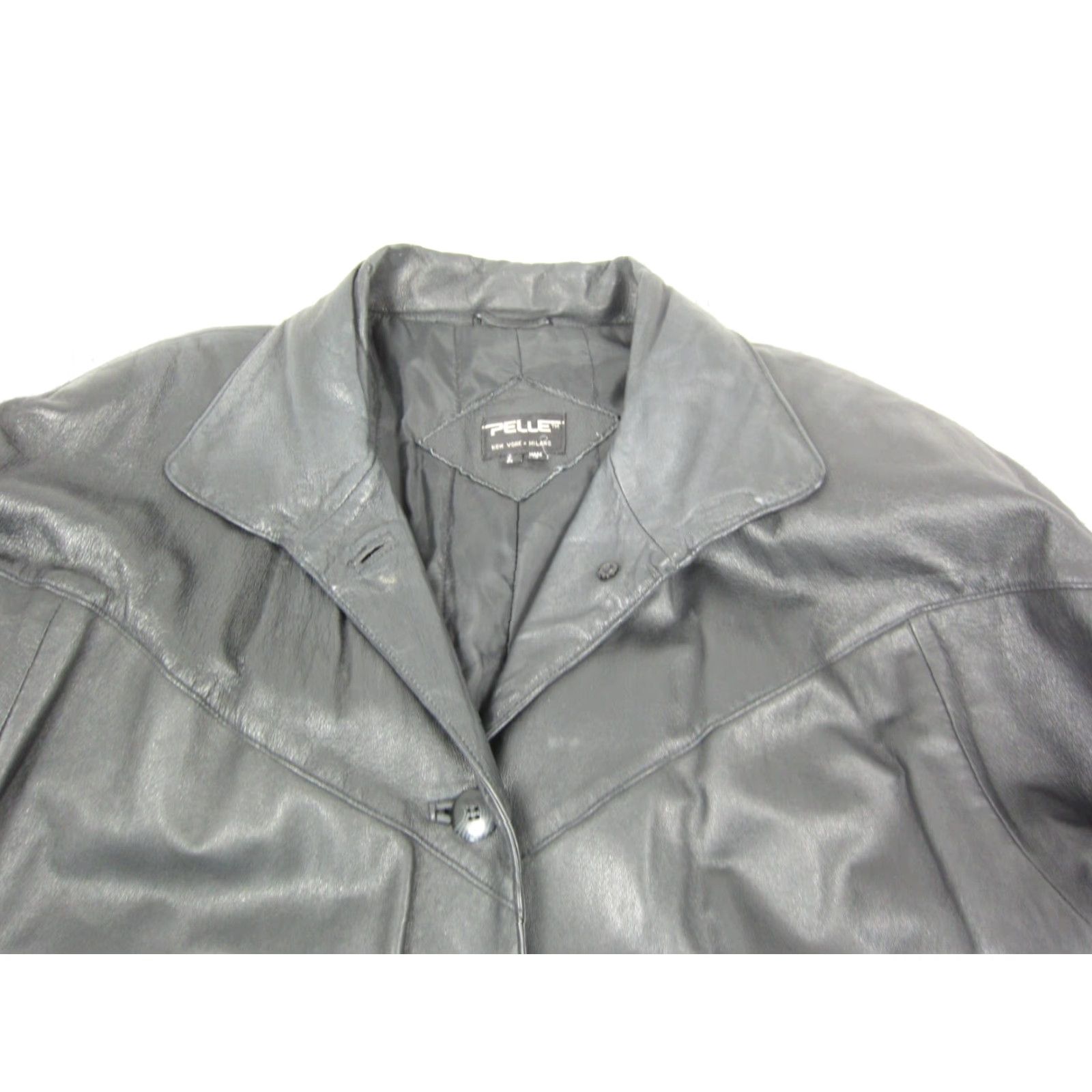 Vintage VINTAGE Pelle Leather Jacket Mens L Black Trench Coat 90s Long Leather Lining Pockets Button Regular Fit Mens Size US L / EU 52-54 / 3 - 2 Thumbnail