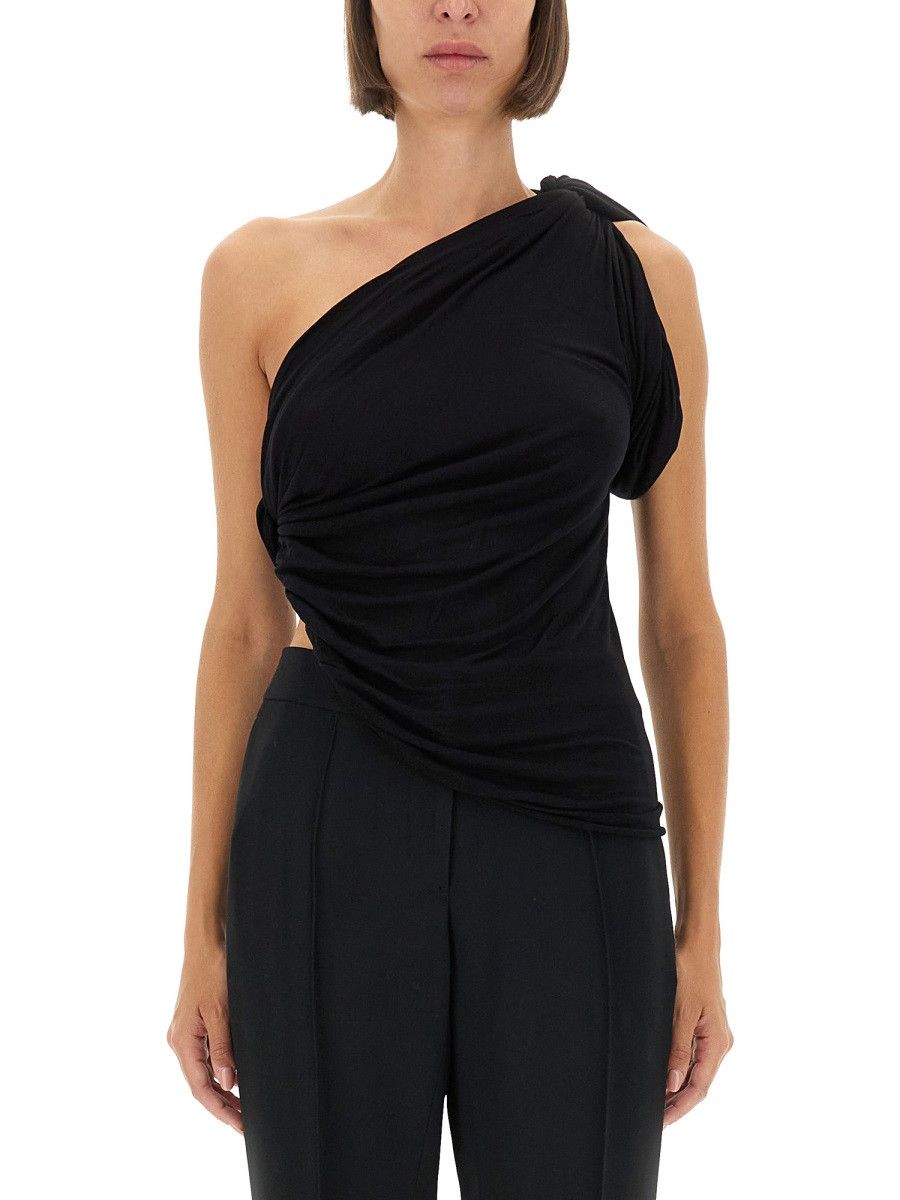 Rick Owens Lilies RICK OWENS LILIES DRAPED ONE-SHOULDER TOP - BLACK (IT 40) Size S / US 4 / IT 40 - 1 Thumbnail