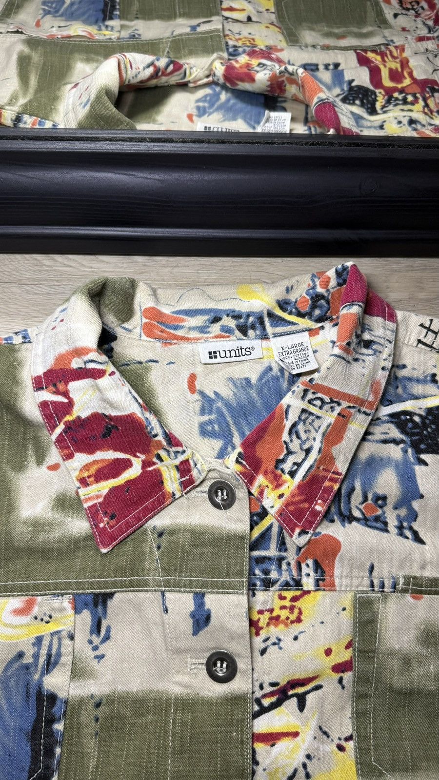 Hysteric Glamour Vintage 1990s Units Abstract All Over Print Button Up Size US XL / EU 56 / 4 - 6 Thumbnail