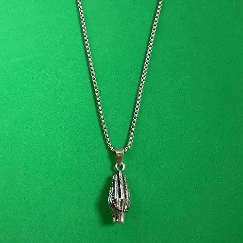 VIBE Titanium Steel Praying Hands Pendant Necklace for Men Women Size ONE SIZE - 1 Thumbnail