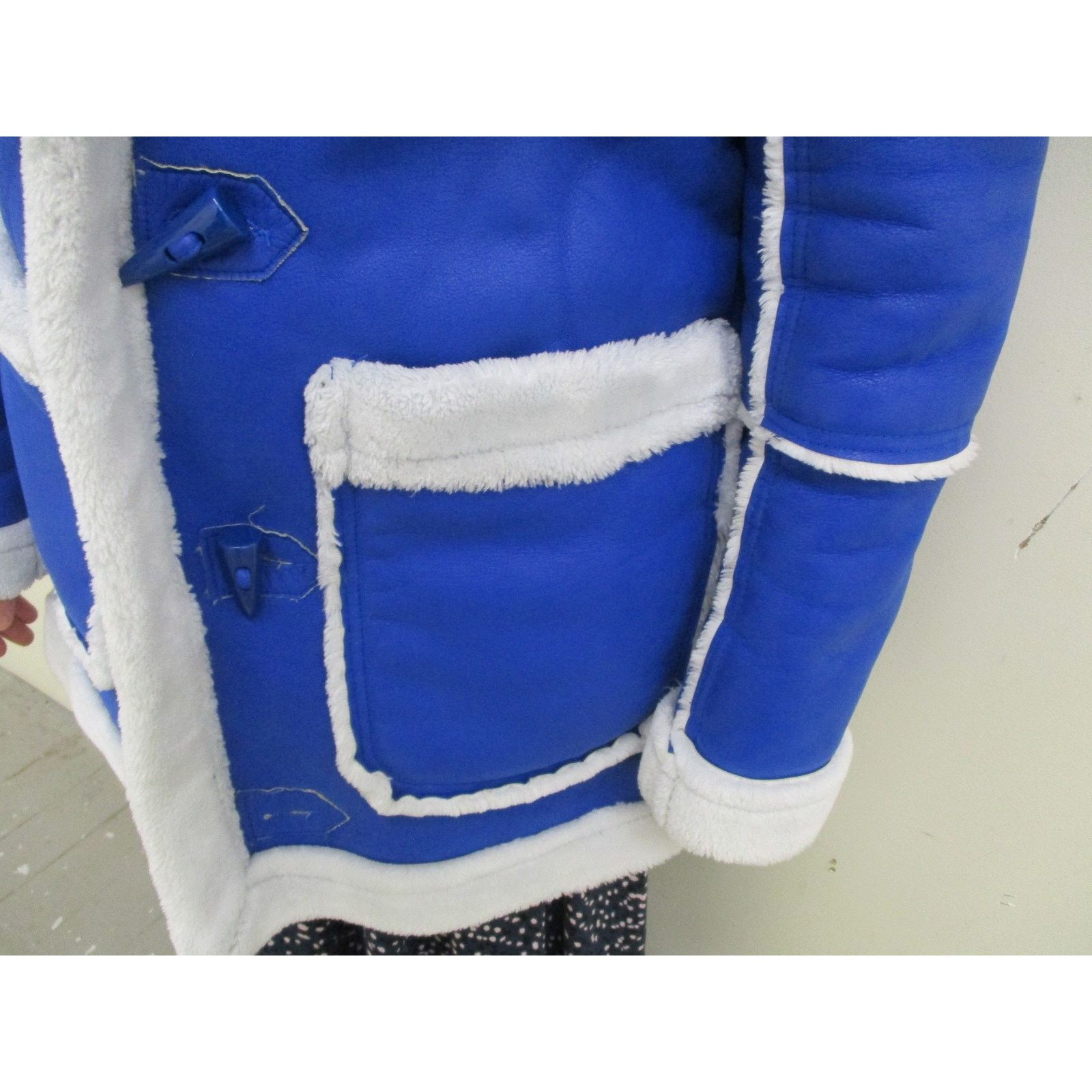 Jordan Craig Jordan Craig Coat Women Sm Blue Faux Leather Hooded Fur Trim Size S / US 4 / IT 40 - 6 Thumbnail