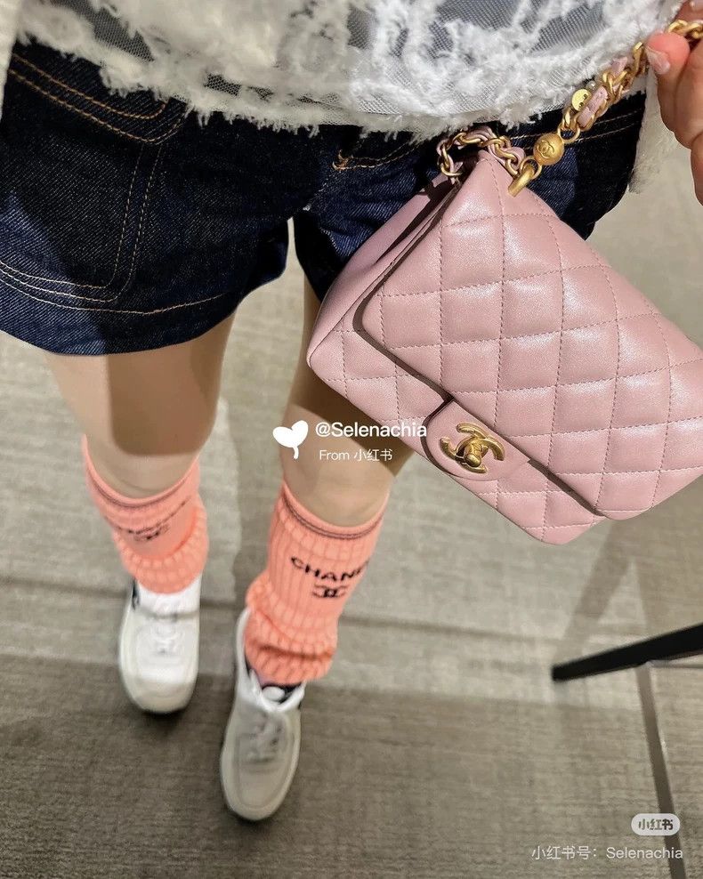 Chanel Chanel SizeM 24C early spring show orange pink striped sock Size ONE SIZE - 8 Thumbnail