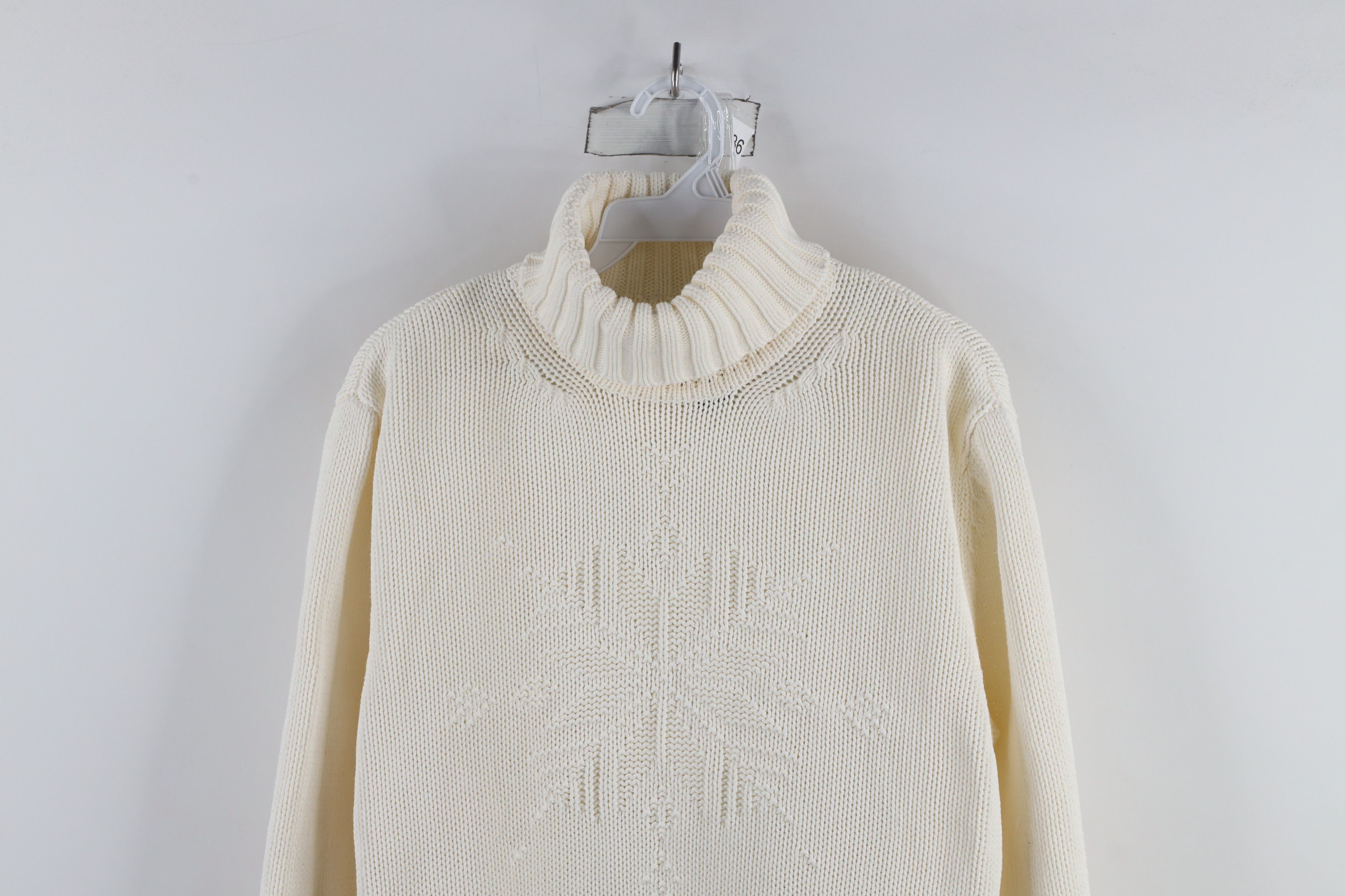 Ralph Lauren × Vintage Vintage 90s Ralph Lauren Knit Snowflake Turtleneck Sweater Size L / US 10 / IT 46 - 2 Thumbnail