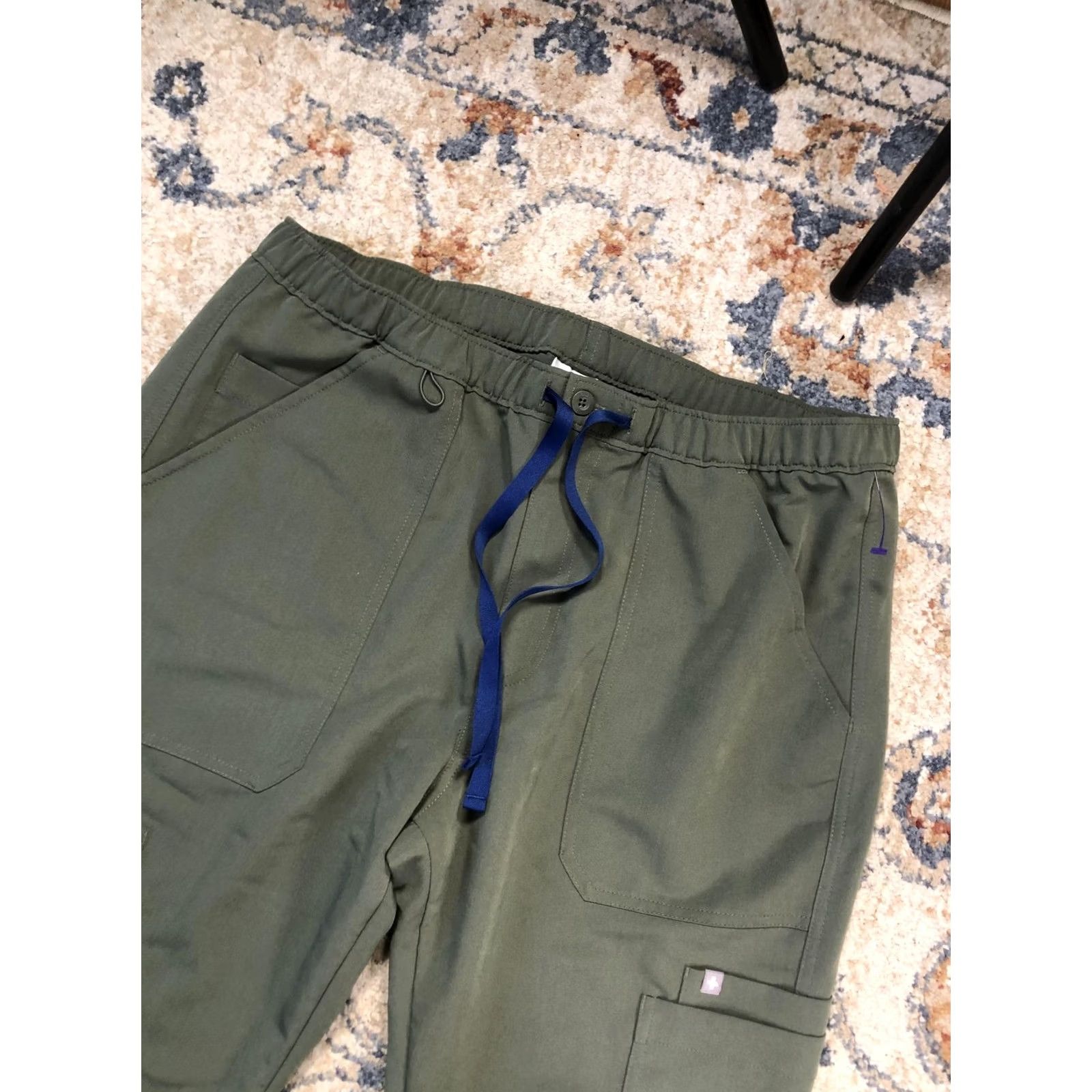Vintage FIGS Cairo Pants Mens 37x29 Green Technical Collection Cargo Scrub Elastic Waist Size US 33 - 5 Thumbnail