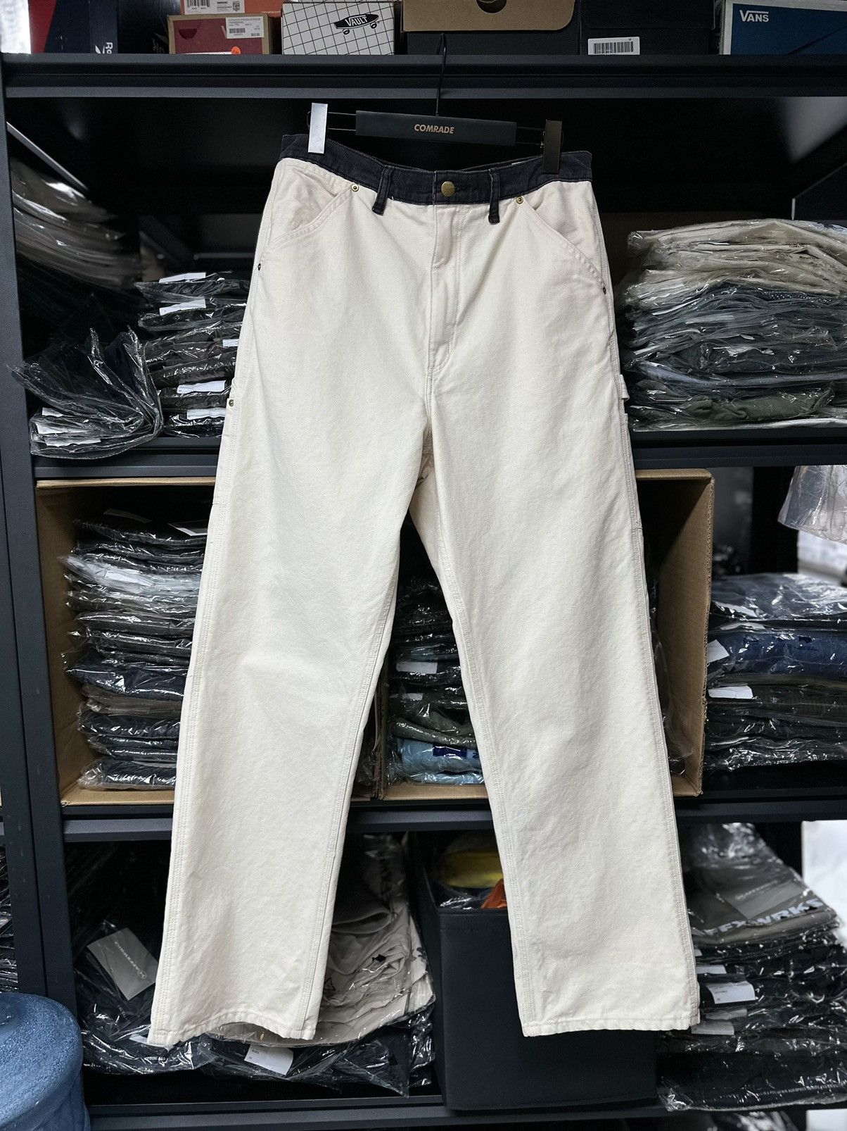Orslow orSlow Two Tone Oxford Painter Pants (Ecru) Size US 34 / EU 50 - 1 Thumbnail