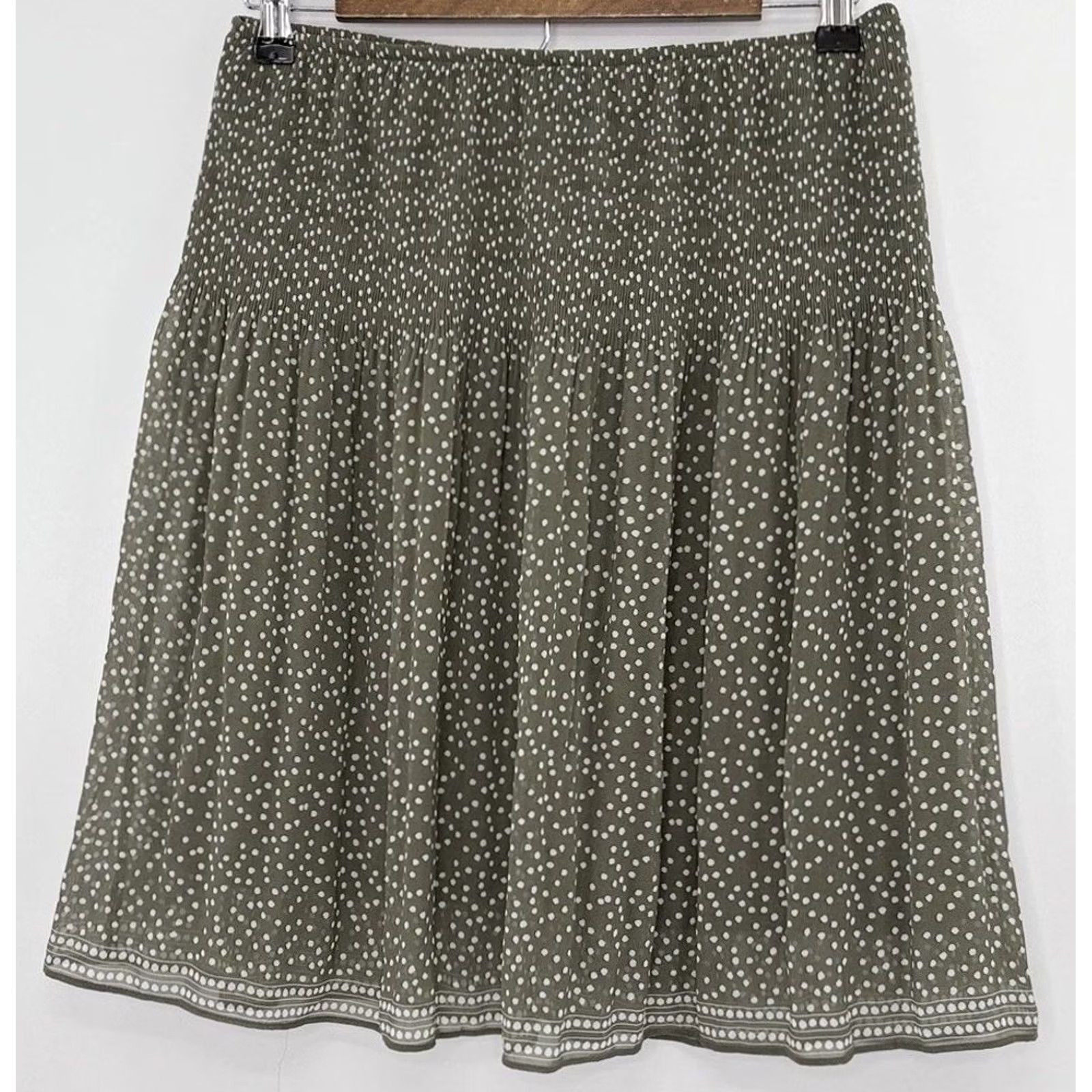 Vintage Max Studio Green & White Polka Dot Lined Short Skirt Sz Sm Boho Pull On Logo NWT Womens Size 28" / US 6 / IT 42 - 2 Thumbnail