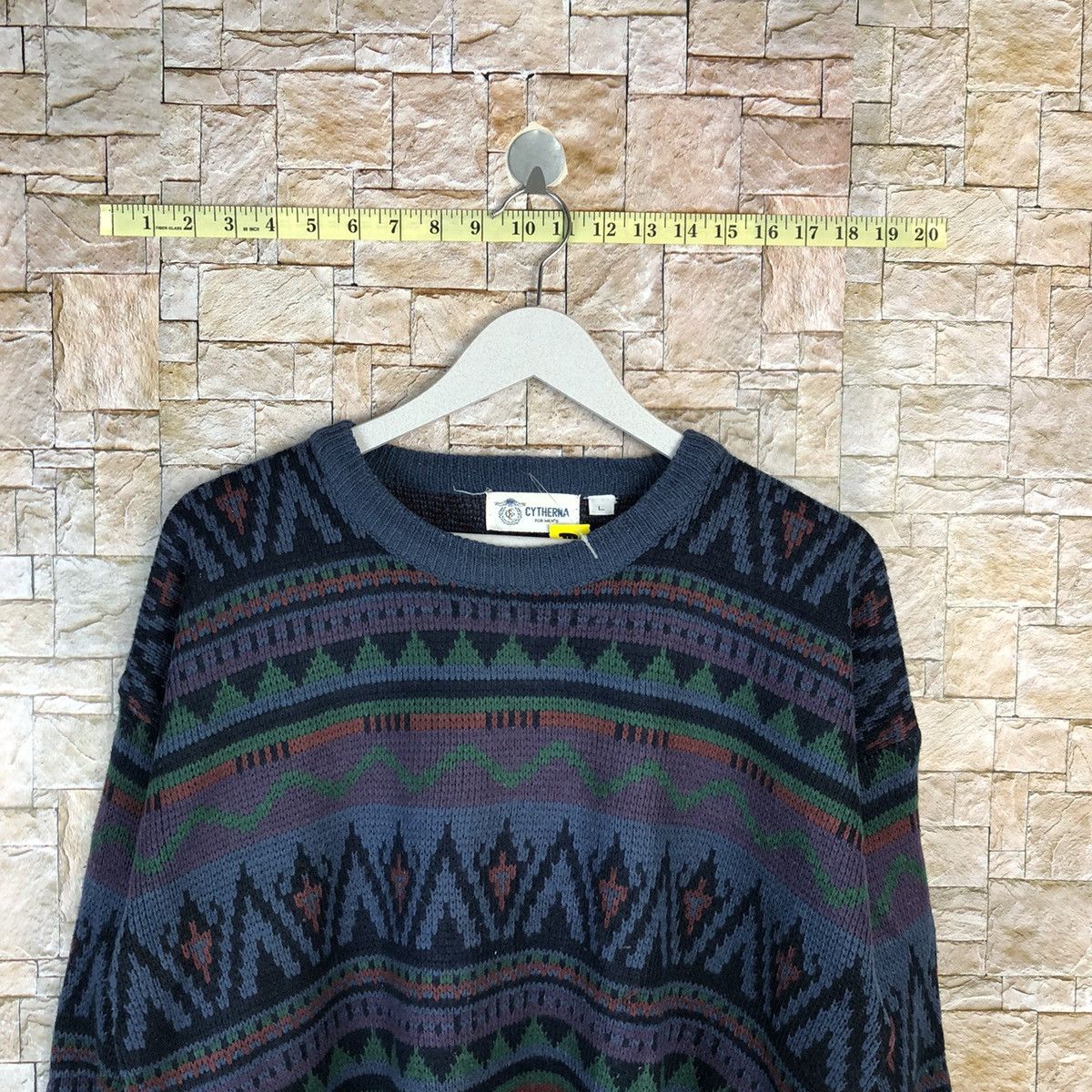 Homespun Knitwear Lythema vintage art sweatshirt Blue Knitwear #A1094 Size US L / EU 52-54 / 3 - 9 Thumbnail