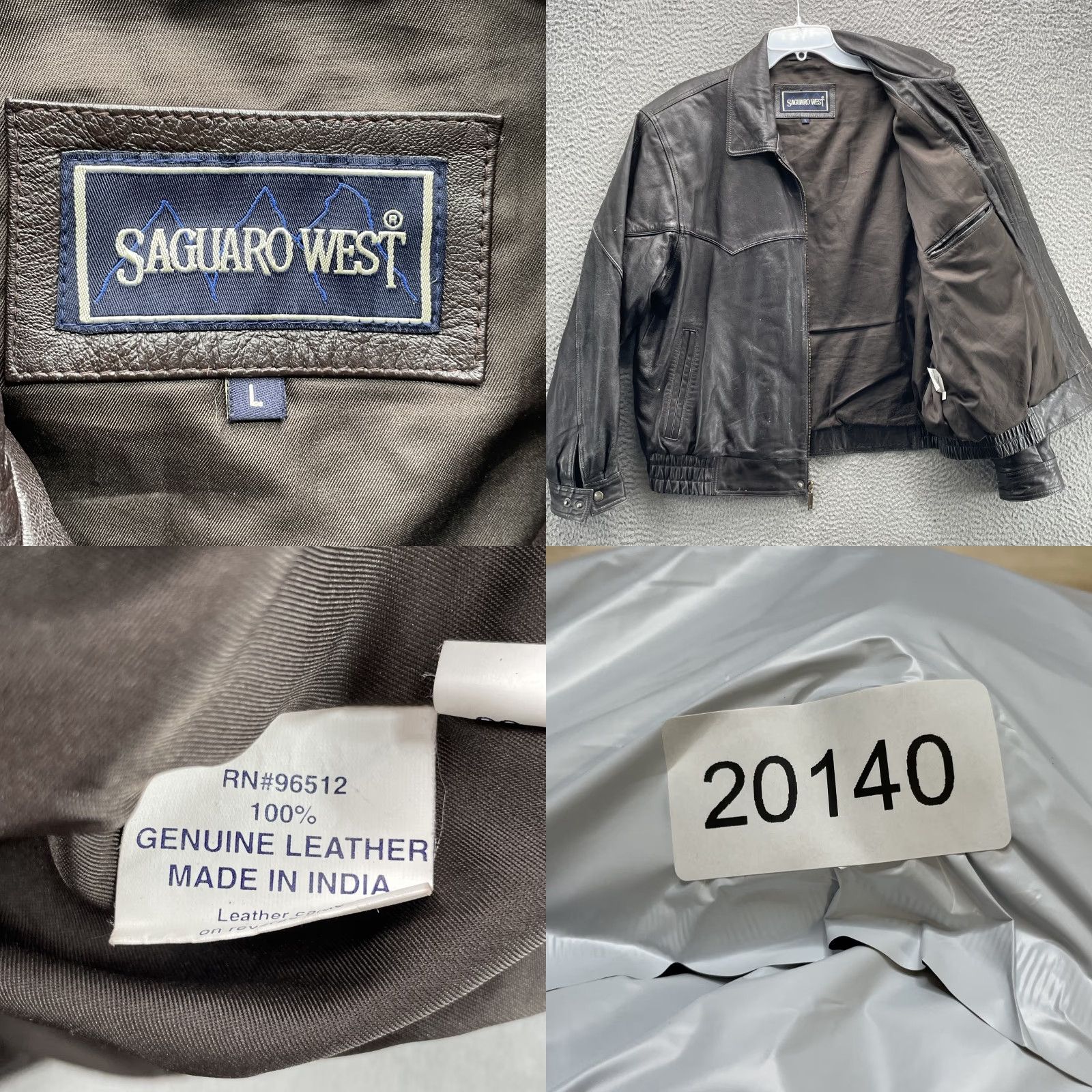 Vintage VINTAGE SAGUARO Western Leather Bomber Jacket Men Large Baggy Biker Aviator Moto Y2K 90s Brown Leather Jacket Men Large Baggy Moto Y2K 90s Size US L / EU 52-54 / 3 - 8 Thumbnail